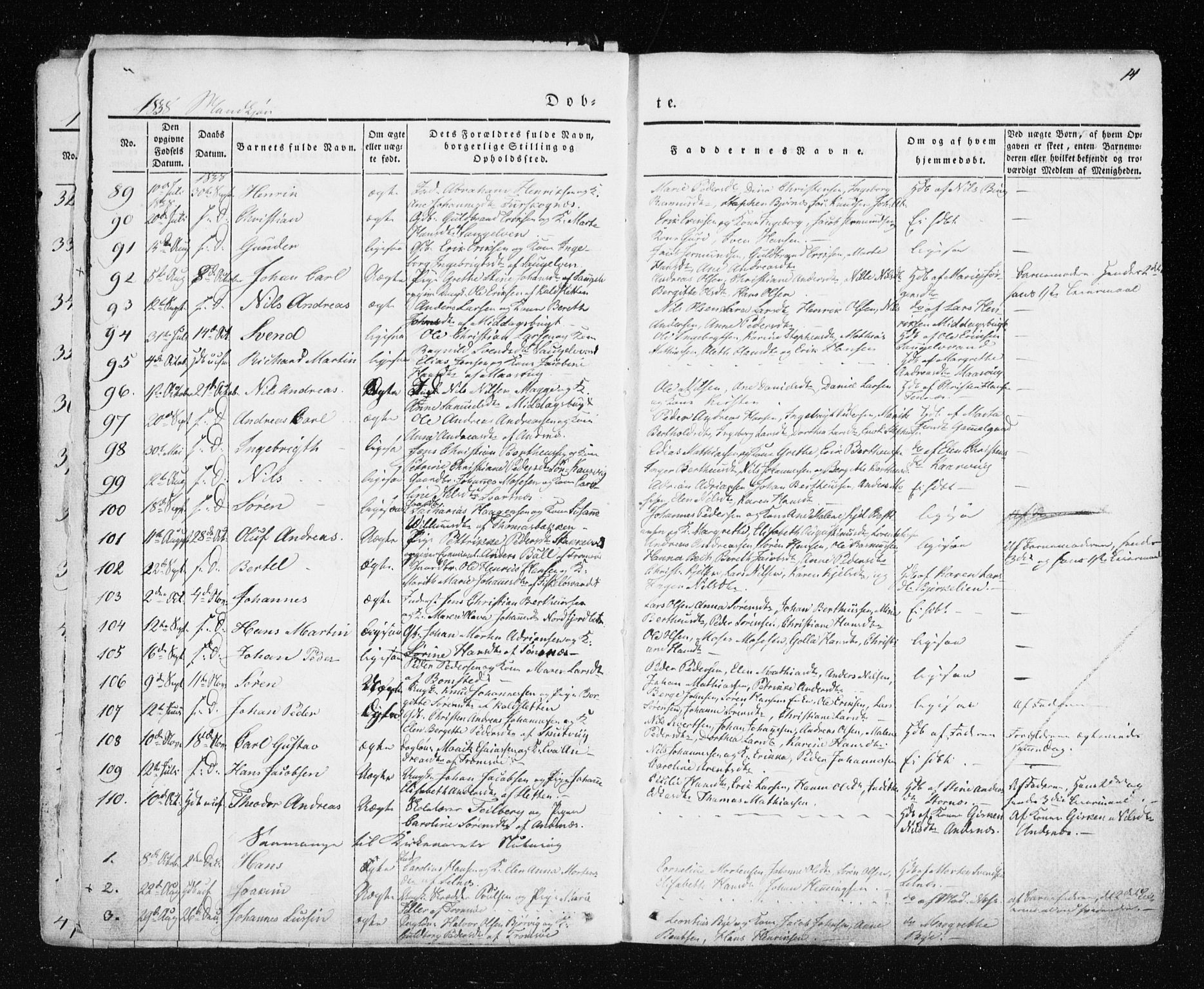 Tromsø sokneprestkontor/stiftsprosti/domprosti, SATØ/S-1343/G/Ga/L0009kirke: Parish register (official) no. 9, 1837-1847, p. 14