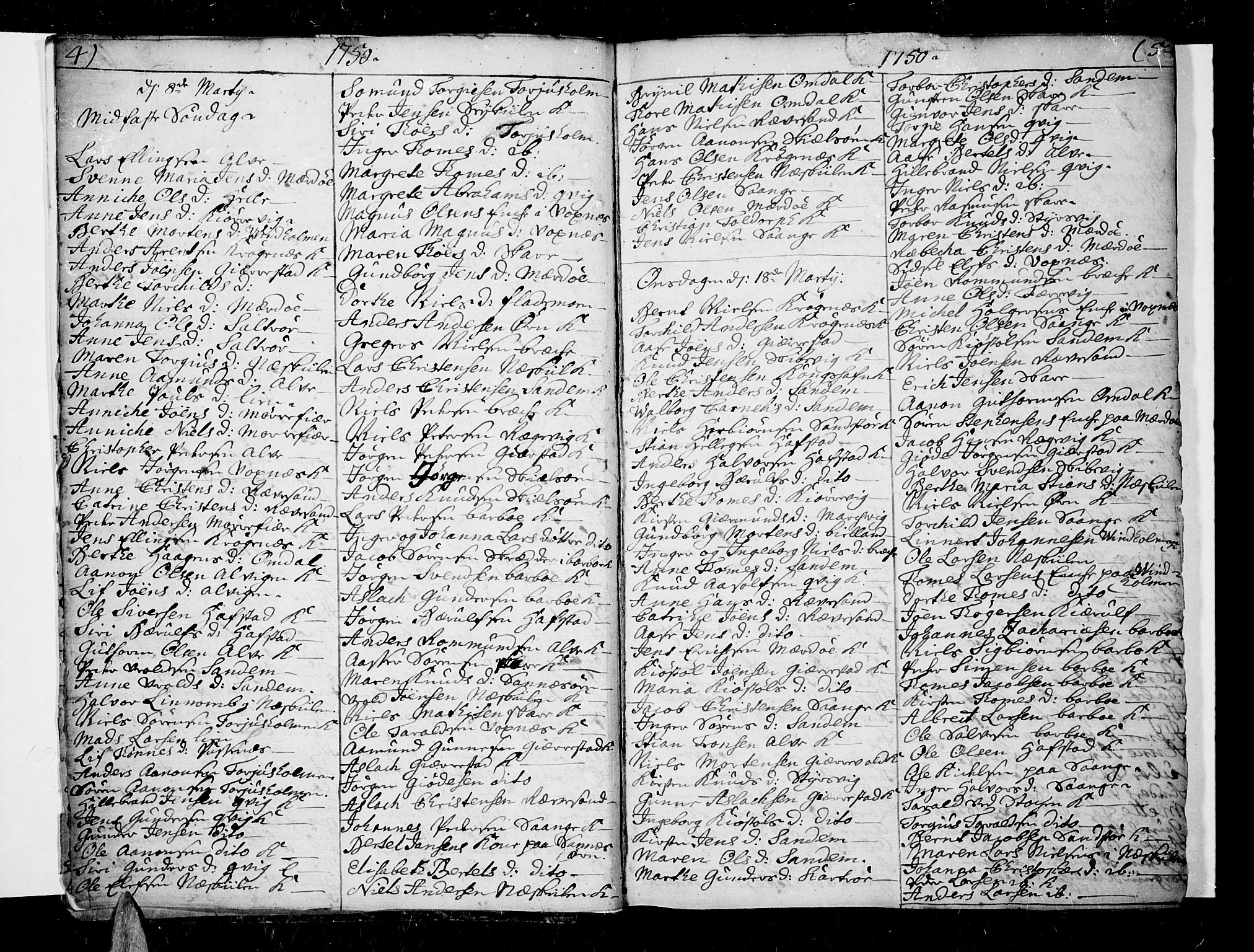 Tromøy sokneprestkontor, SAK/1111-0041/F/Fa/L0001: Parish register (official) no. A 1, 1747-1793, p. 4-5