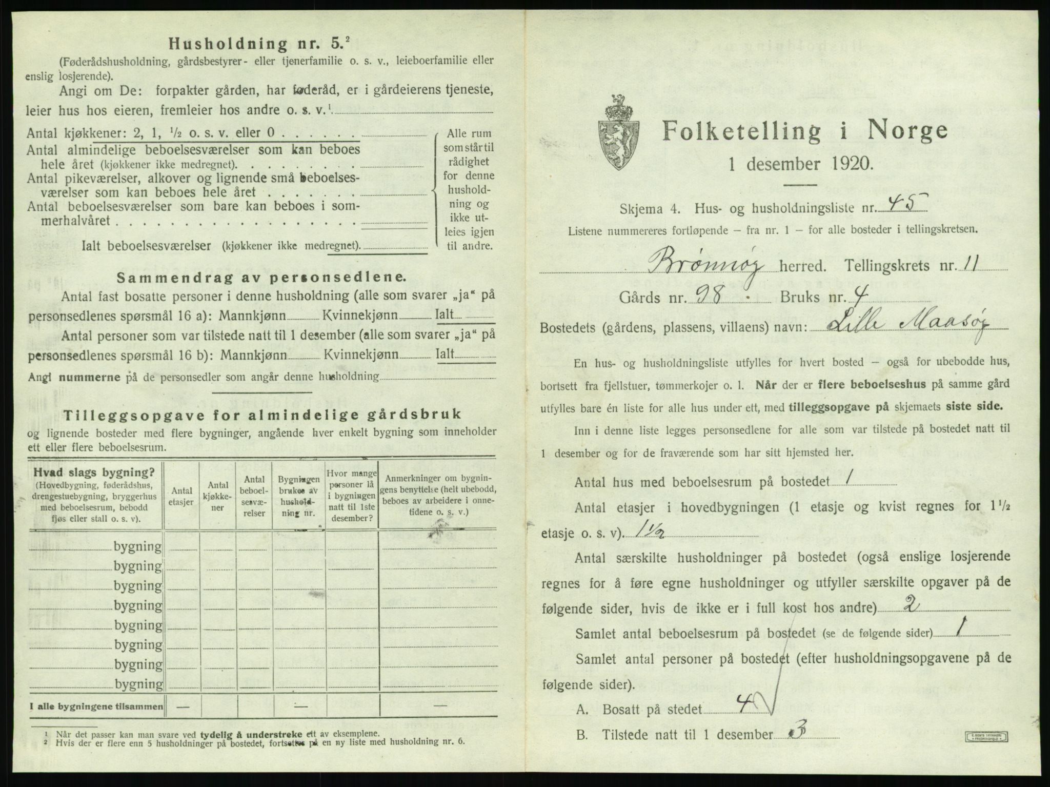 SAT, 1920 census for Brønnøy, 1920, p. 1166