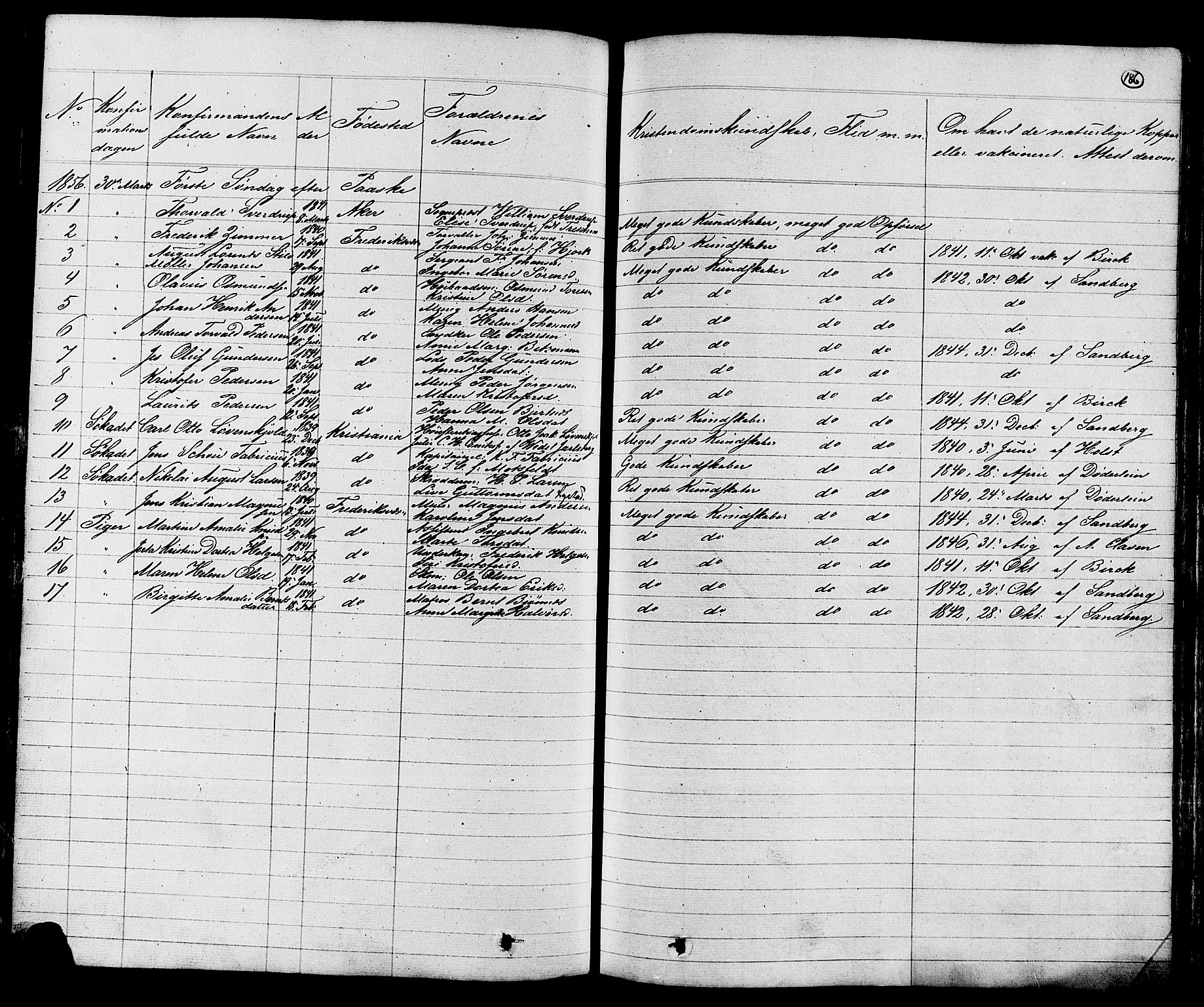 Stavern kirkebøker, SAKO/A-318/G/Ga/L0002: Parish register (copy) no. 2, 1839-1909, p. 186