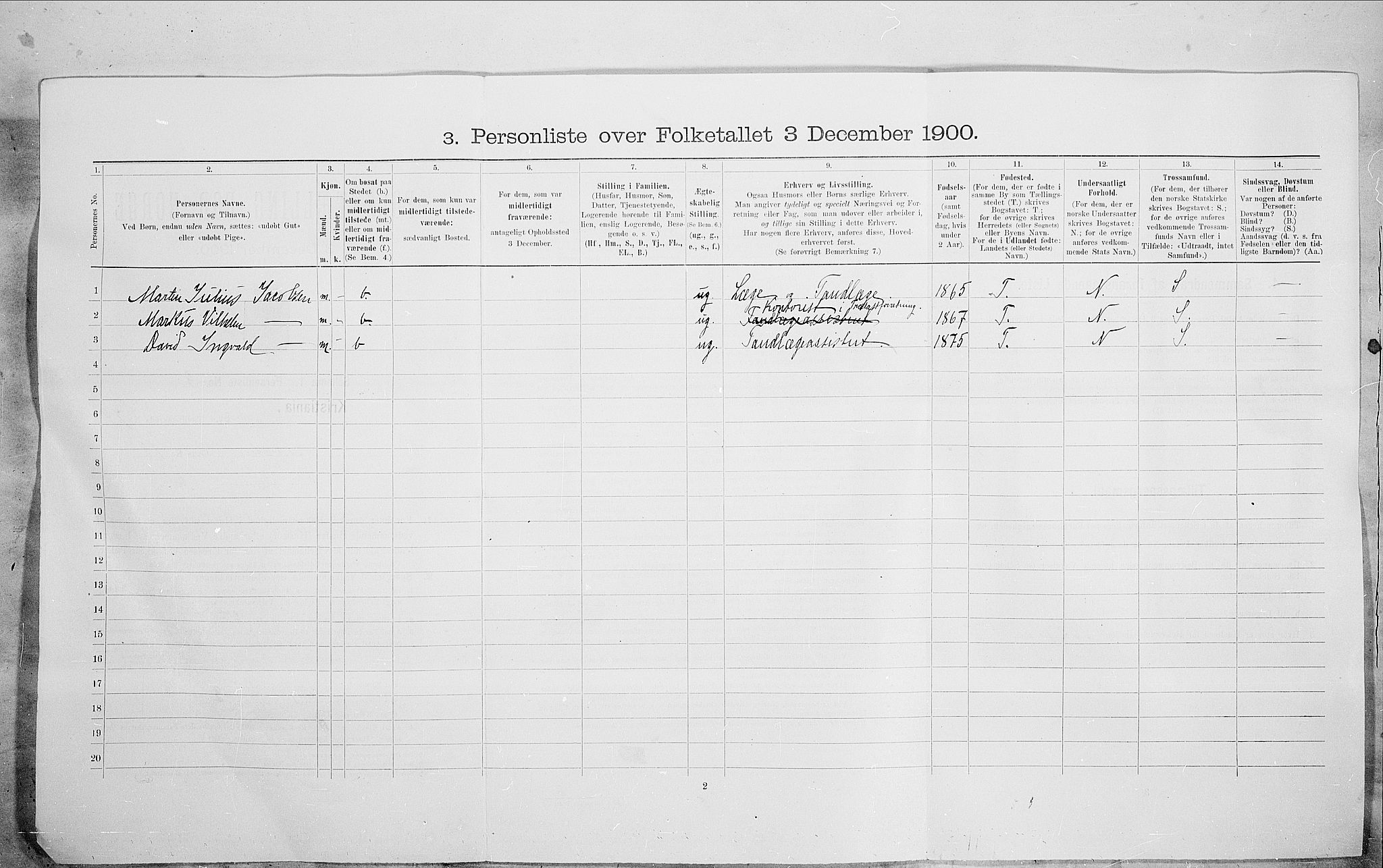 SAO, 1900 census for Kristiania, 1900, p. 96614