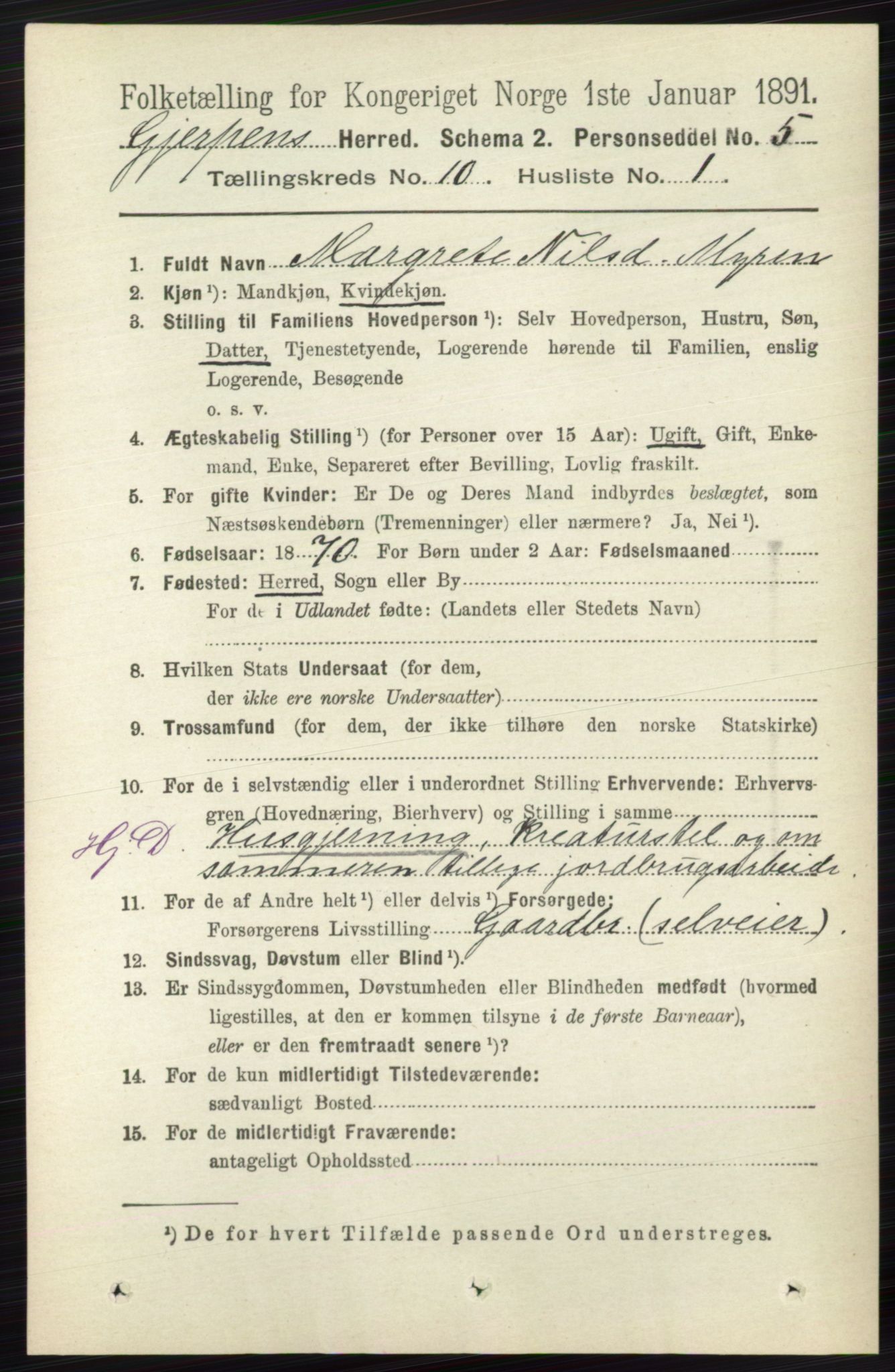 RA, 1891 census for 0812 Gjerpen, 1891, p. 6141