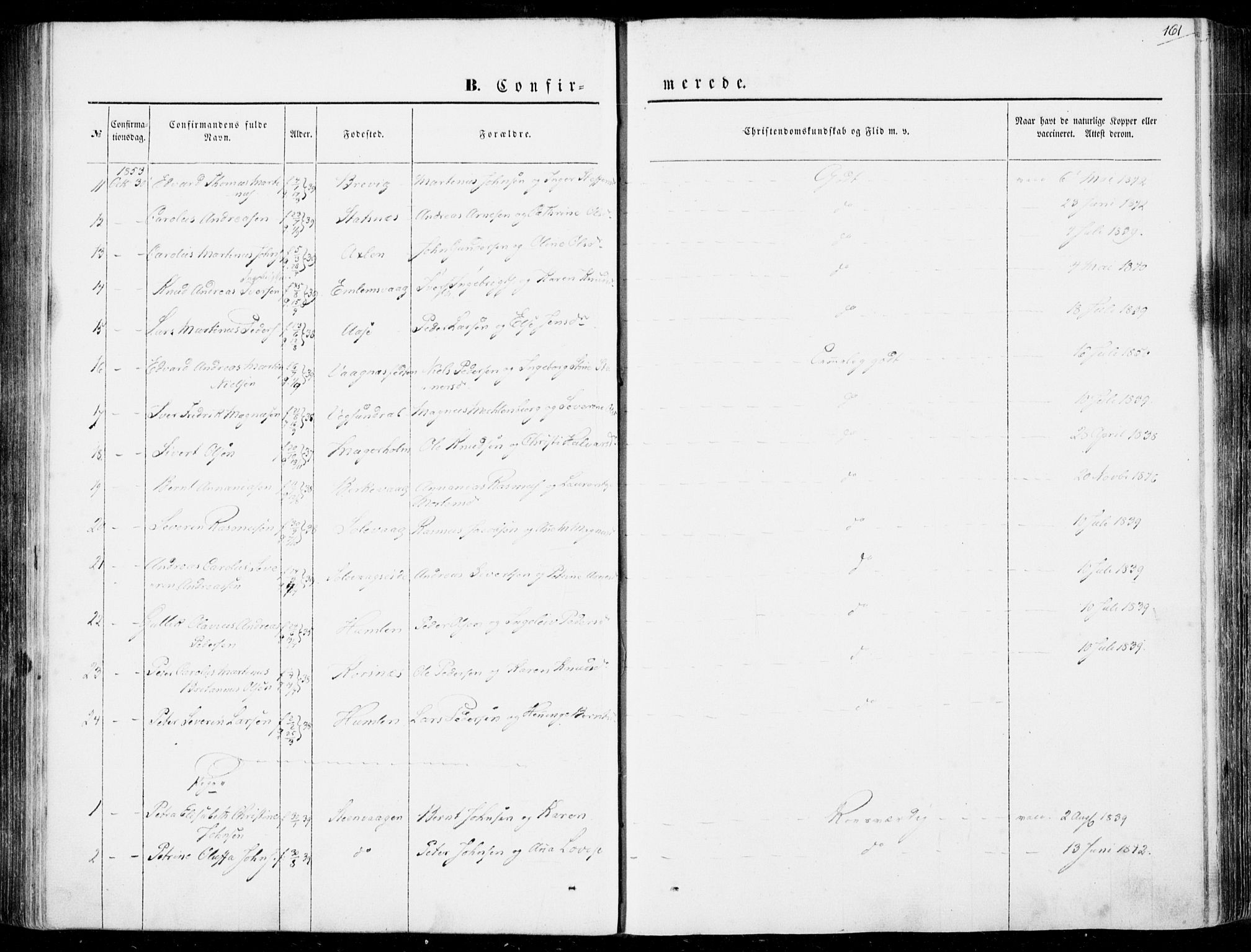 Ministerialprotokoller, klokkerbøker og fødselsregistre - Møre og Romsdal, AV/SAT-A-1454/528/L0397: Parish register (official) no. 528A08, 1848-1858, p. 161