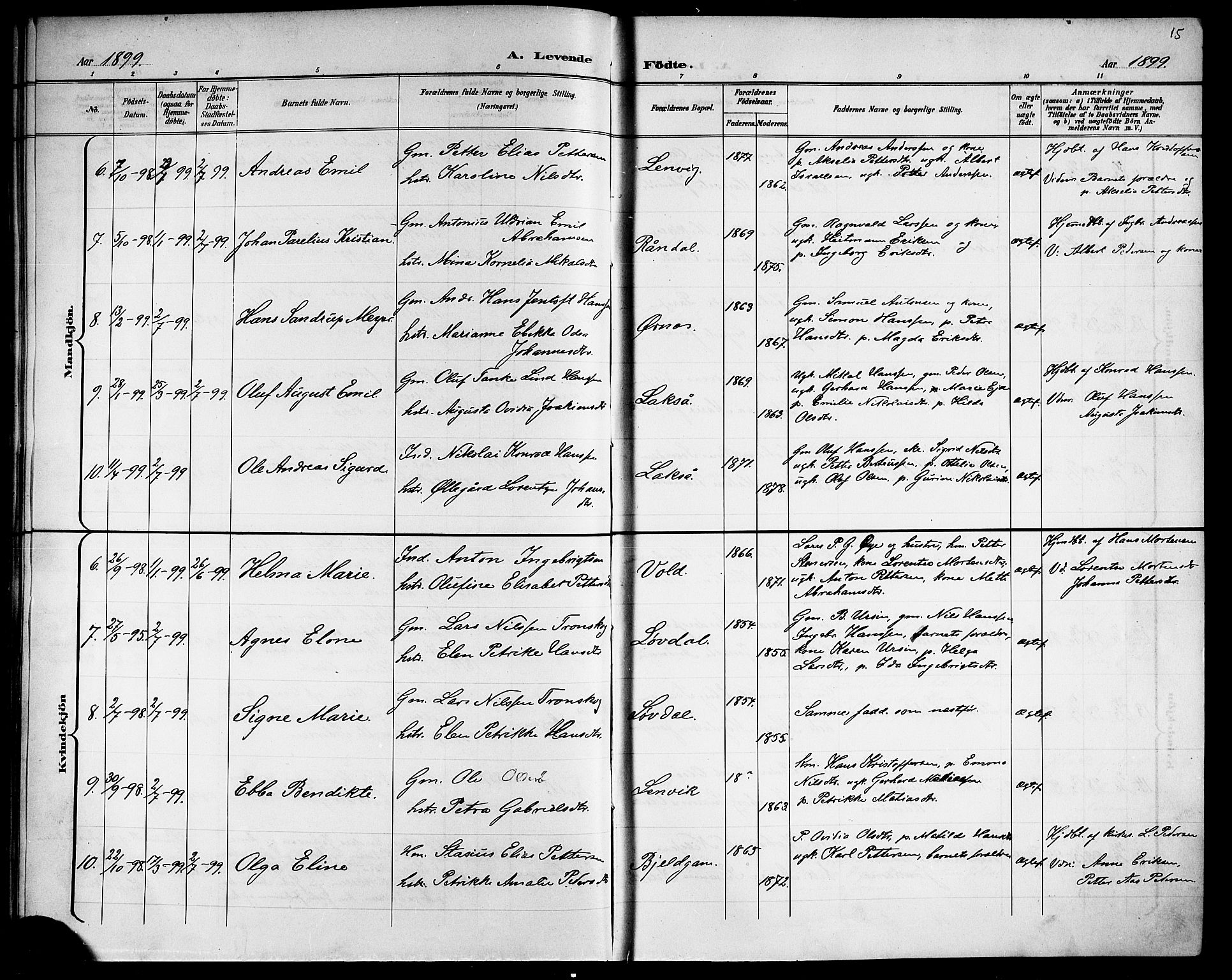 Ministerialprotokoller, klokkerbøker og fødselsregistre - Nordland, AV/SAT-A-1459/863/L0915: Parish register (copy) no. 863C05, 1898-1907, p. 15