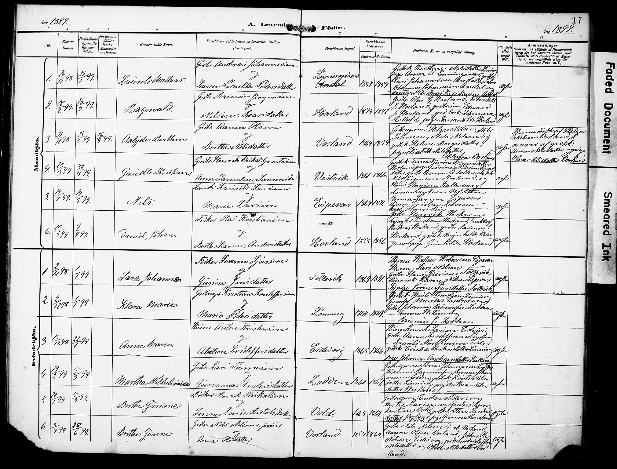 Finnås sokneprestembete, AV/SAB-A-99925/H/Ha/Haa/Haad/L0002: Parish register (official) no. D 2, 1895-1906, p. 17