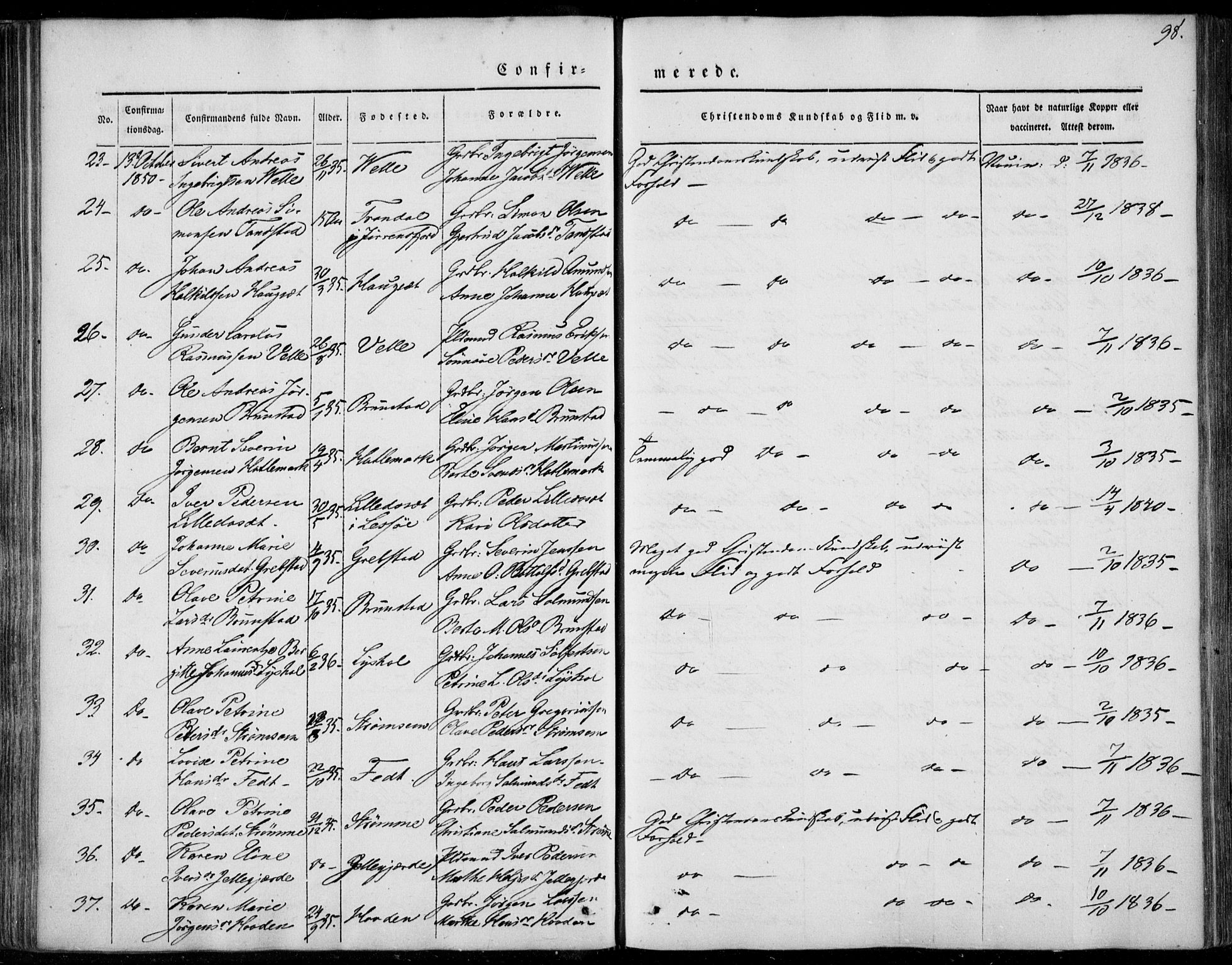 Ministerialprotokoller, klokkerbøker og fødselsregistre - Møre og Romsdal, SAT/A-1454/522/L0312: Parish register (official) no. 522A07, 1843-1851, p. 98