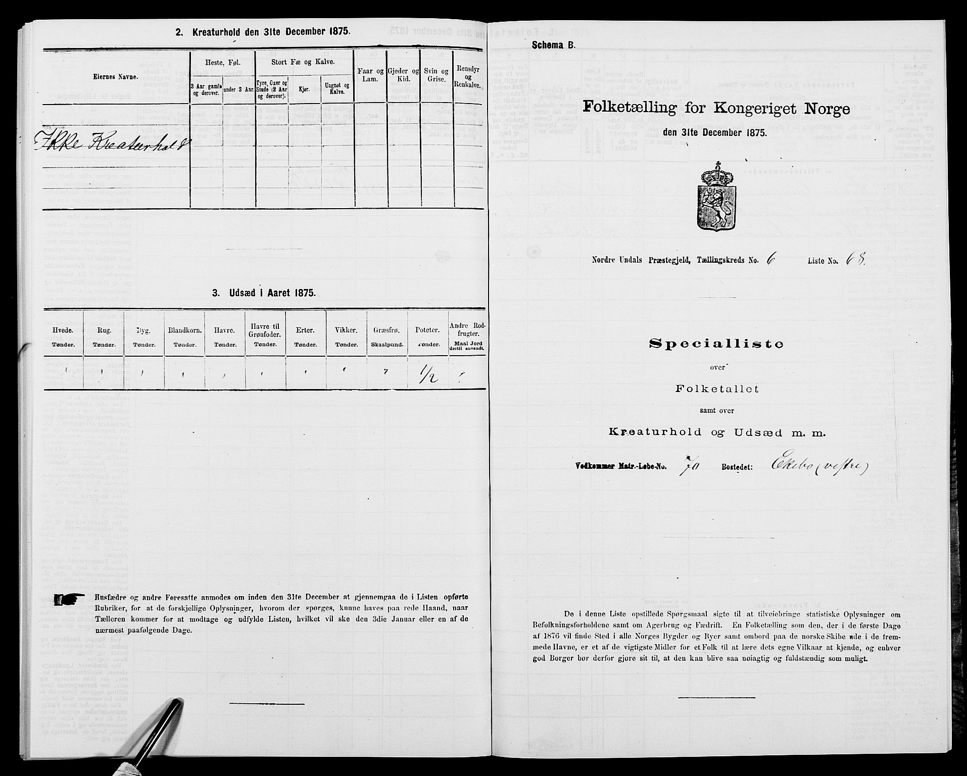 SAK, 1875 census for 1028P Nord-Audnedal, 1875, p. 740