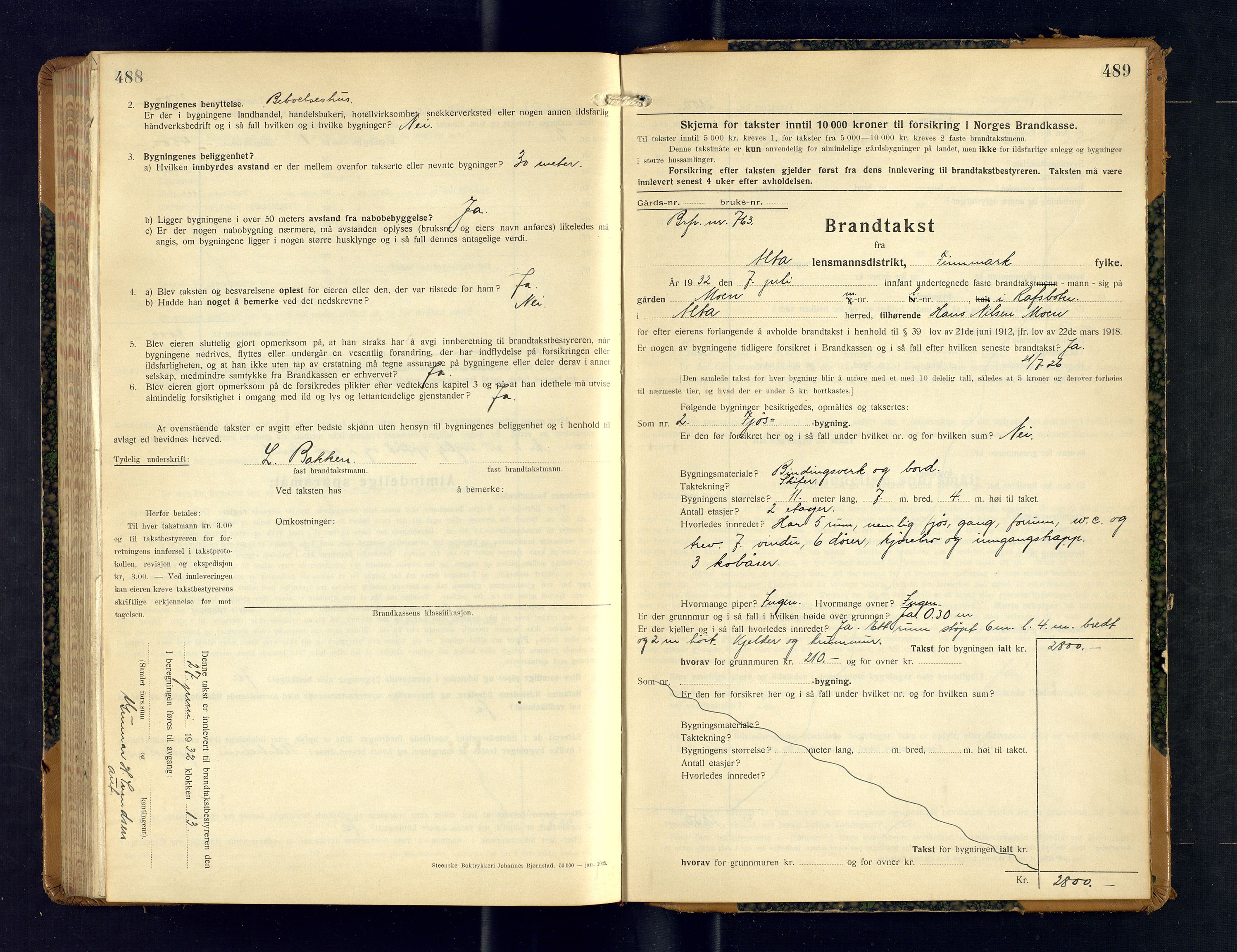 Alta lensmannskontor, AV/SATØ-S-1165/O/Ob/L0176: Branntakstprotokoll, 1928-1932, p. 488-489