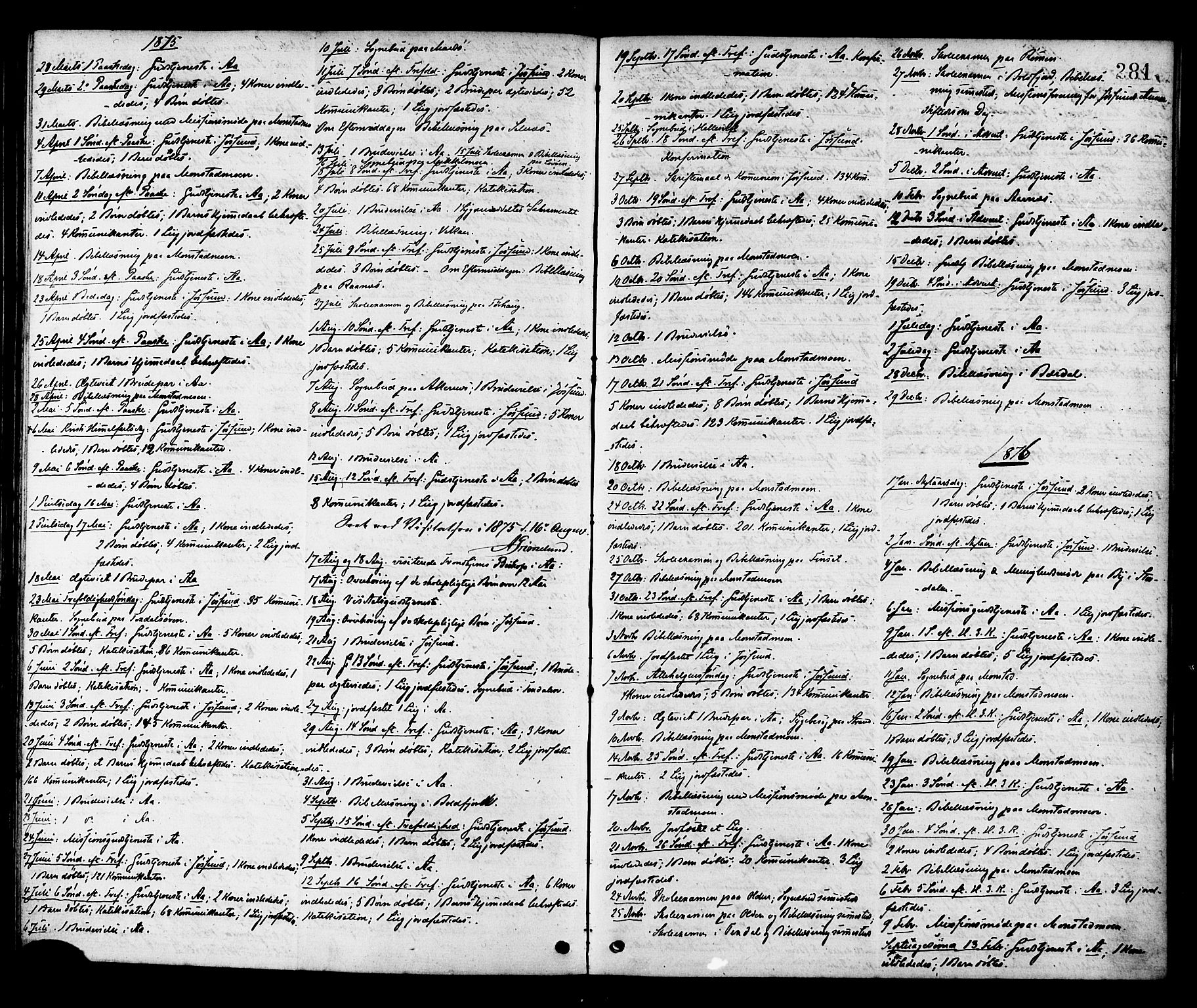 Ministerialprotokoller, klokkerbøker og fødselsregistre - Sør-Trøndelag, SAT/A-1456/655/L0679: Parish register (official) no. 655A08, 1873-1879, p. 281