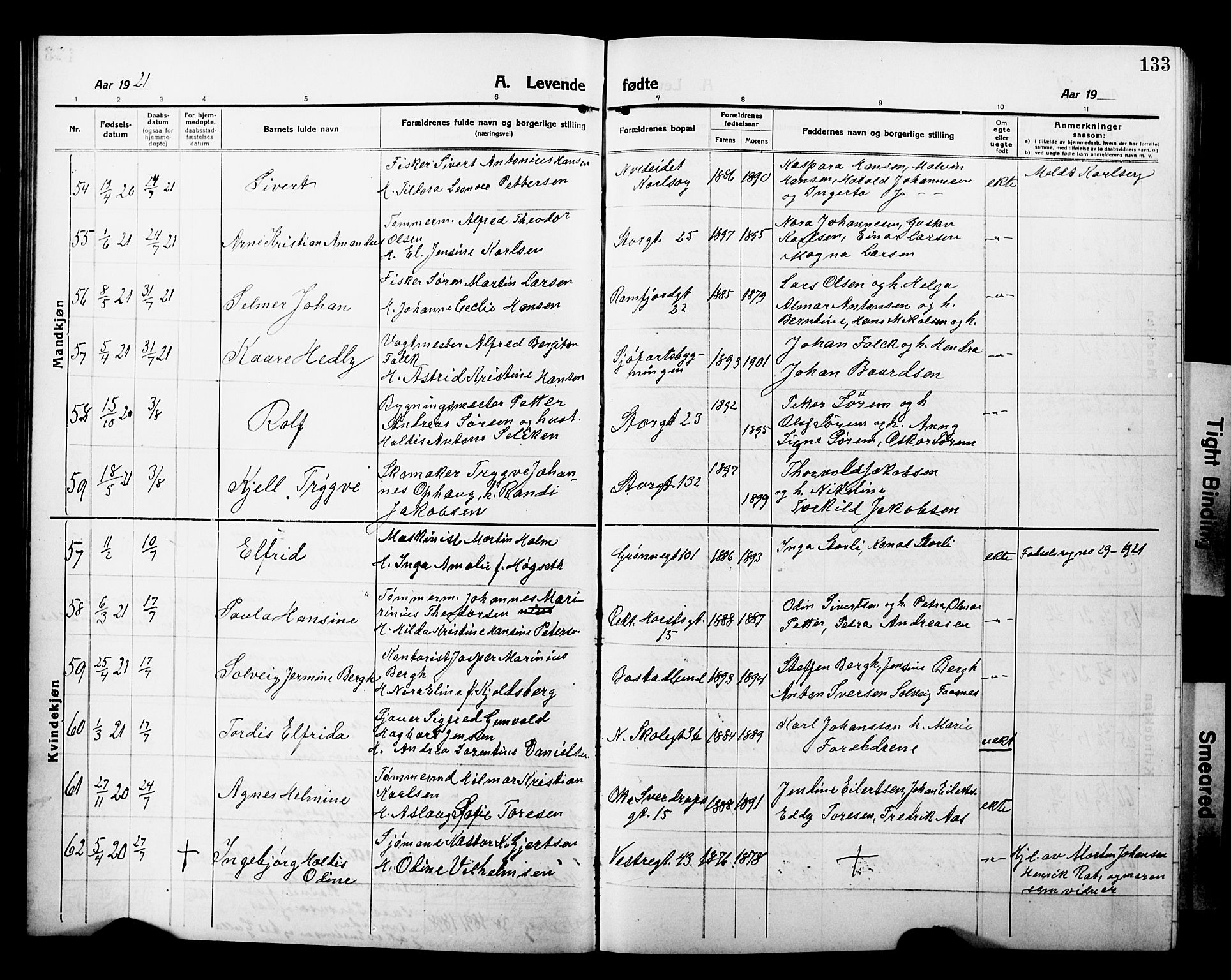 Tromsø sokneprestkontor/stiftsprosti/domprosti, SATØ/S-1343/G/Gb/L0009klokker: Parish register (copy) no. 9, 1915-1925, p. 133