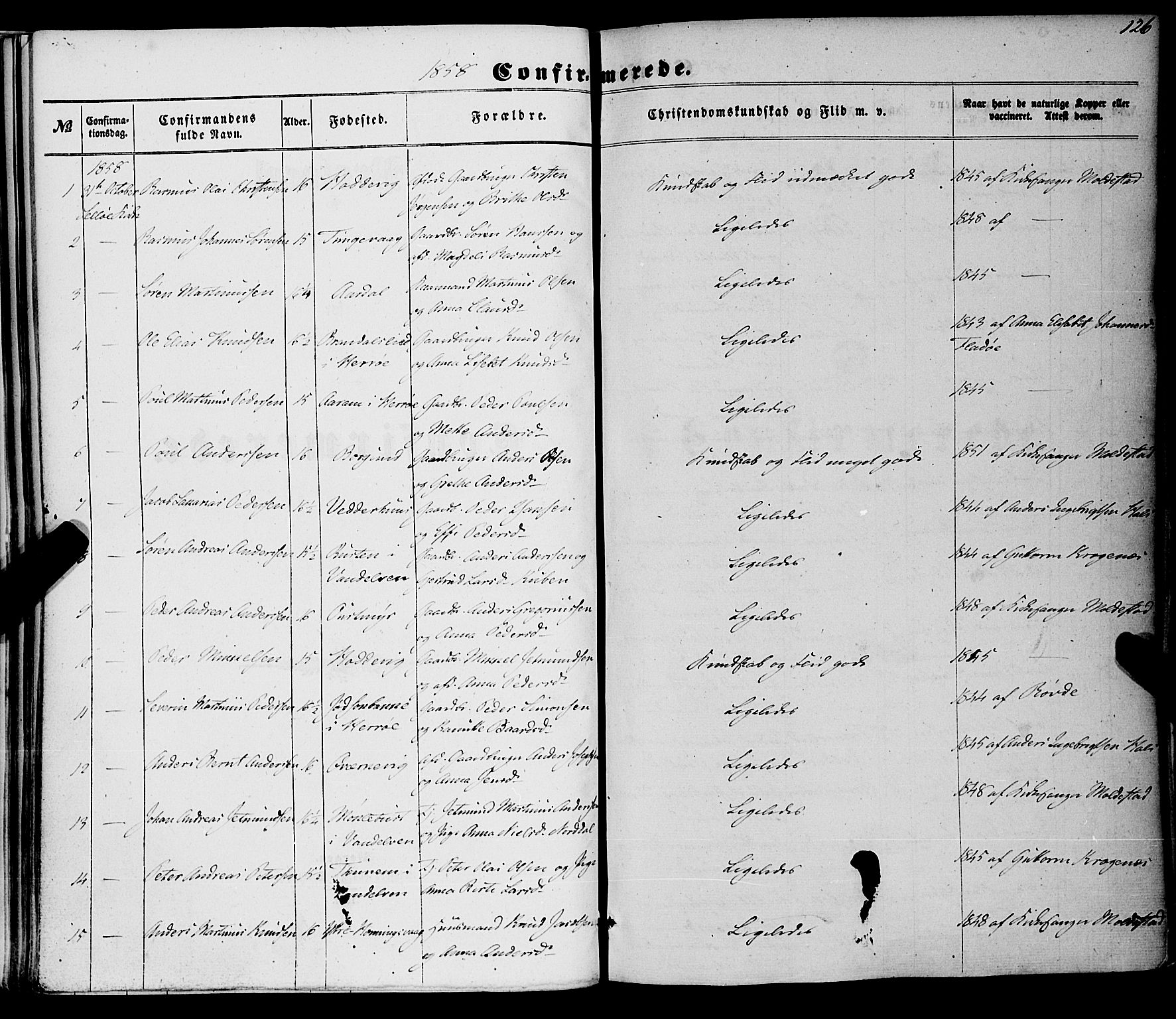 Selje sokneprestembete, SAB/A-99938/H/Ha/Haa/Haaa: Parish register (official) no. A 11, 1858-1870, p. 126