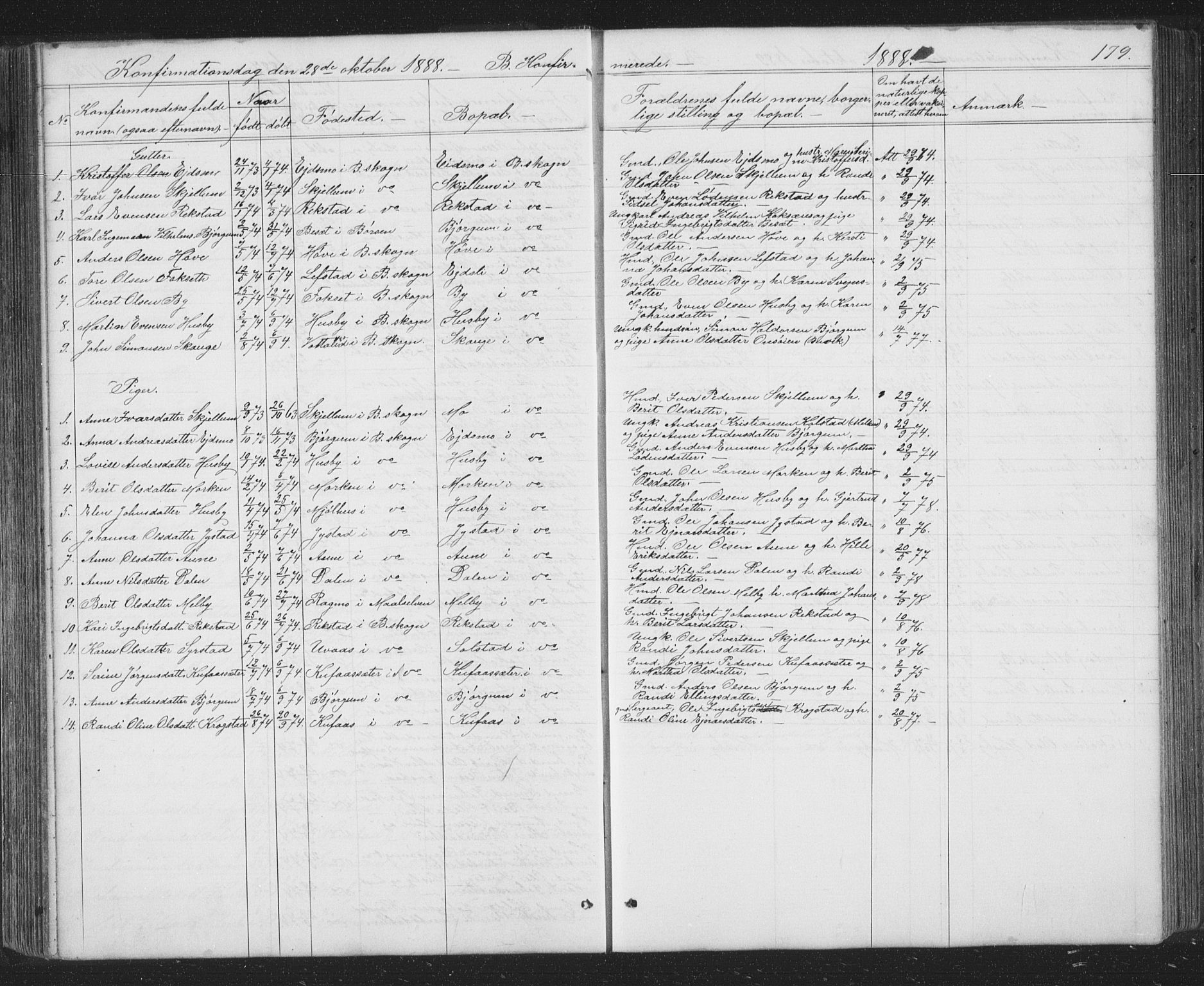 Ministerialprotokoller, klokkerbøker og fødselsregistre - Sør-Trøndelag, SAT/A-1456/667/L0798: Parish register (copy) no. 667C03, 1867-1929, p. 179
