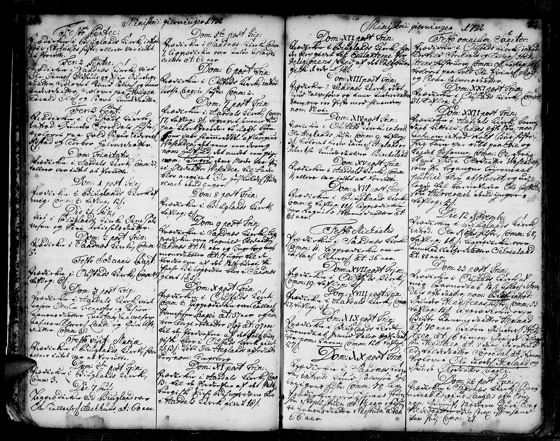 Bygland sokneprestkontor, AV/SAK-1111-0006/F/Fa/Fab/L0001: Parish register (official) no. A 1, 1725-1766, p. 42-43