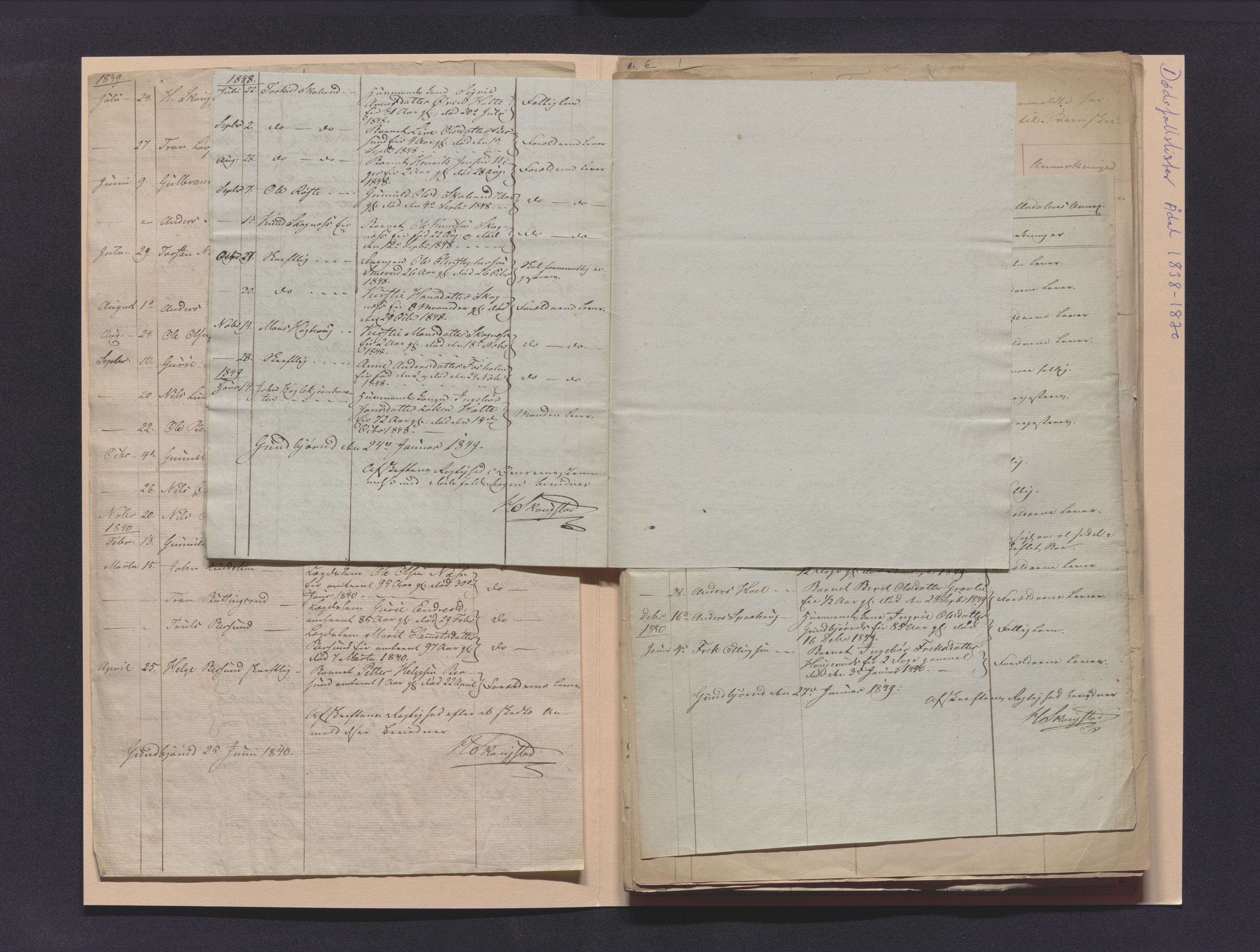Ringerike sorenskriveri, AV/SAKO-A-105/H/Ha/Hab/L0001: Dødsfallslister Ådal, 1838-1896