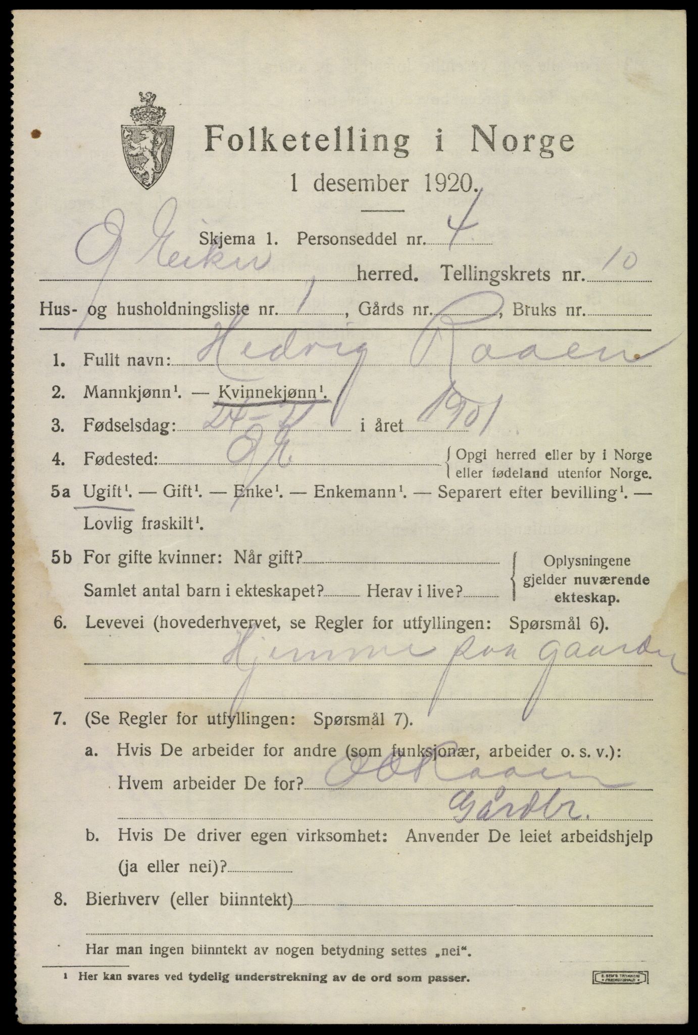 SAKO, 1920 census for Øvre Eiker, 1920, p. 16366