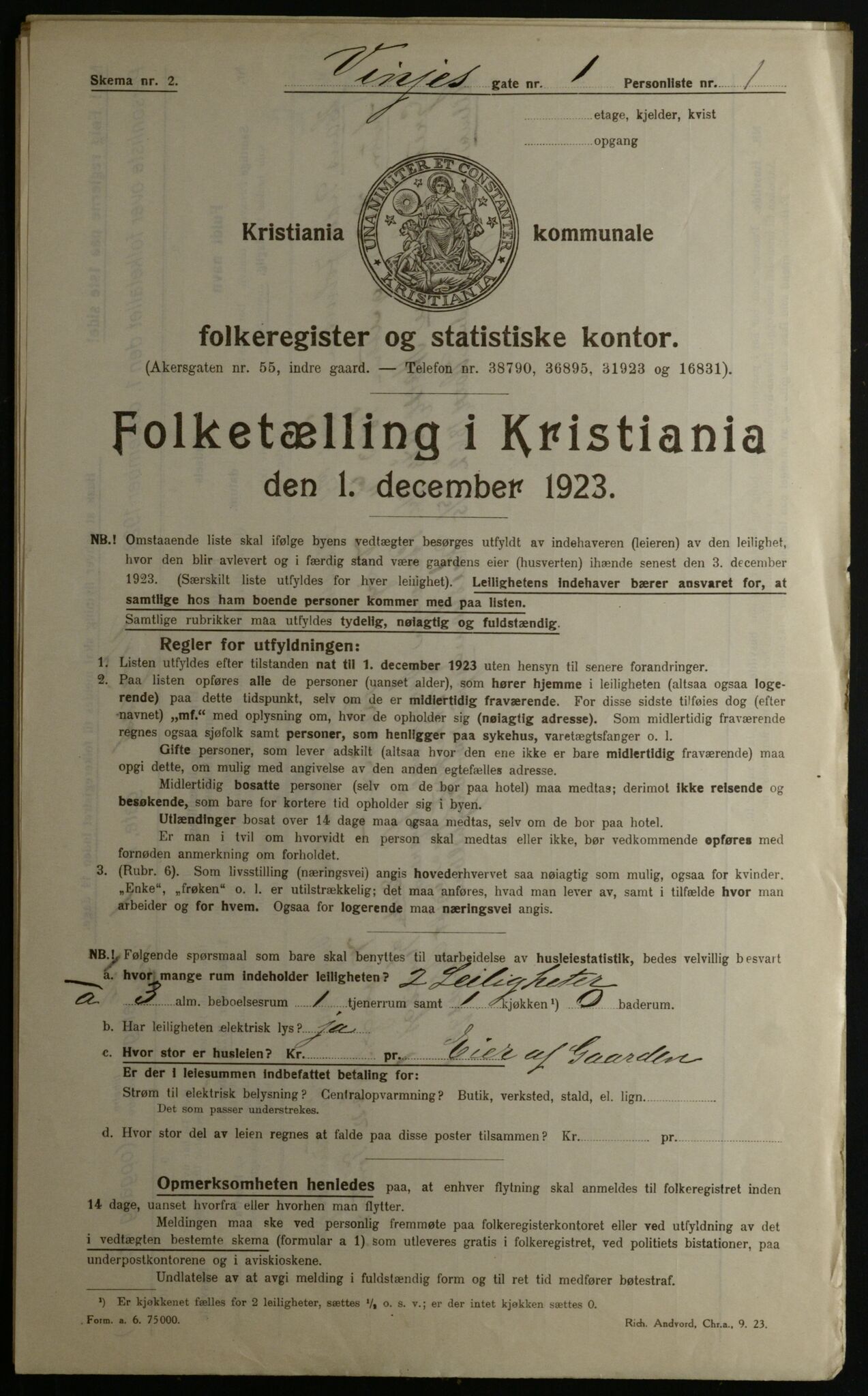 OBA, Municipal Census 1923 for Kristiania, 1923, p. 3980