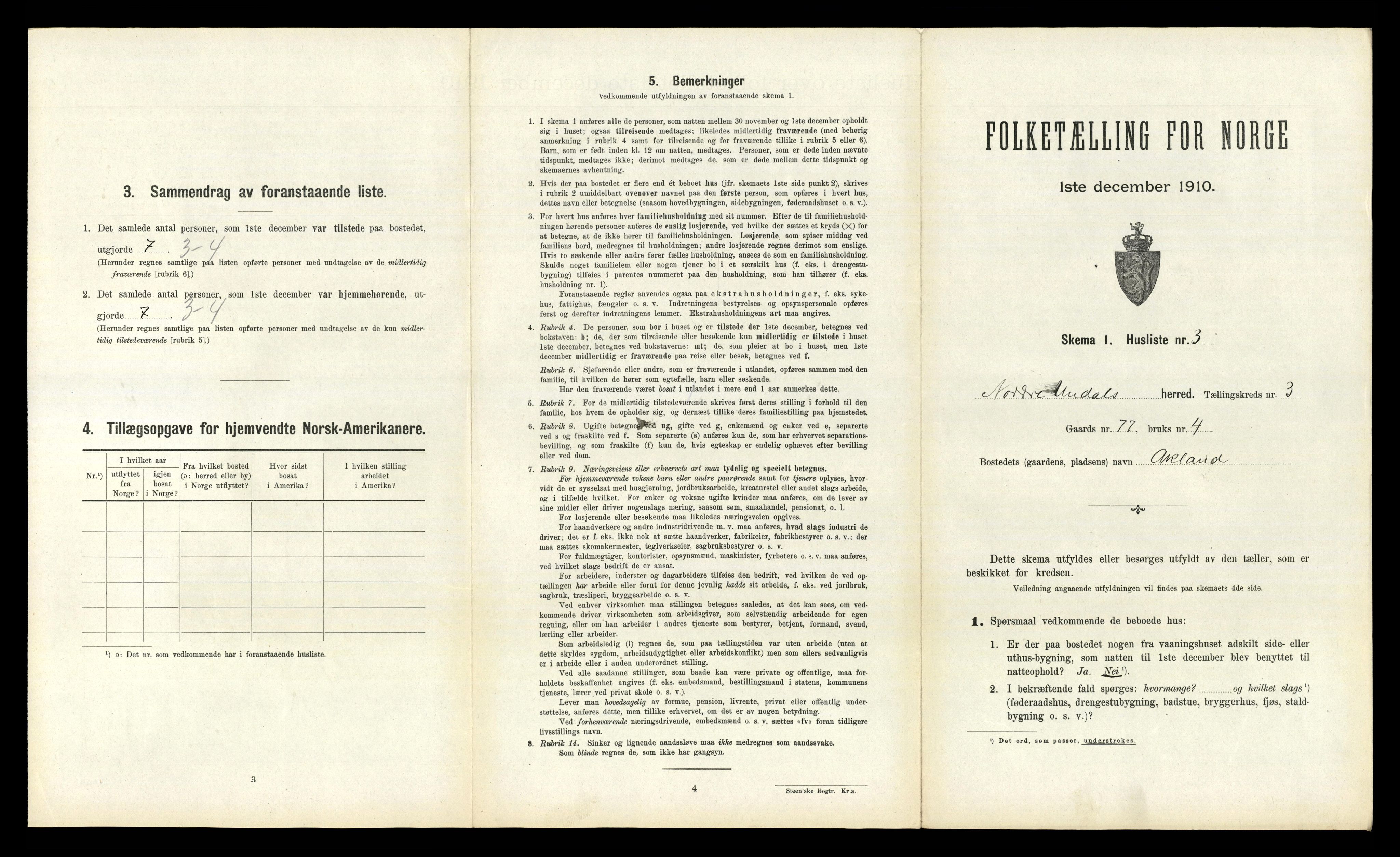 RA, 1910 census for Nord-Audnedal, 1910, p. 224