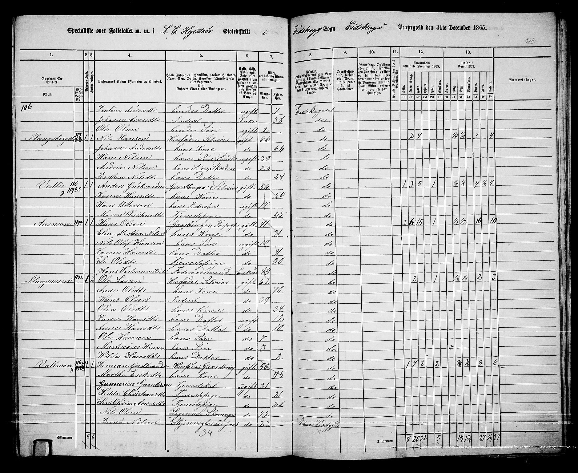 RA, 1865 census for Eidskog, 1865, p. 240