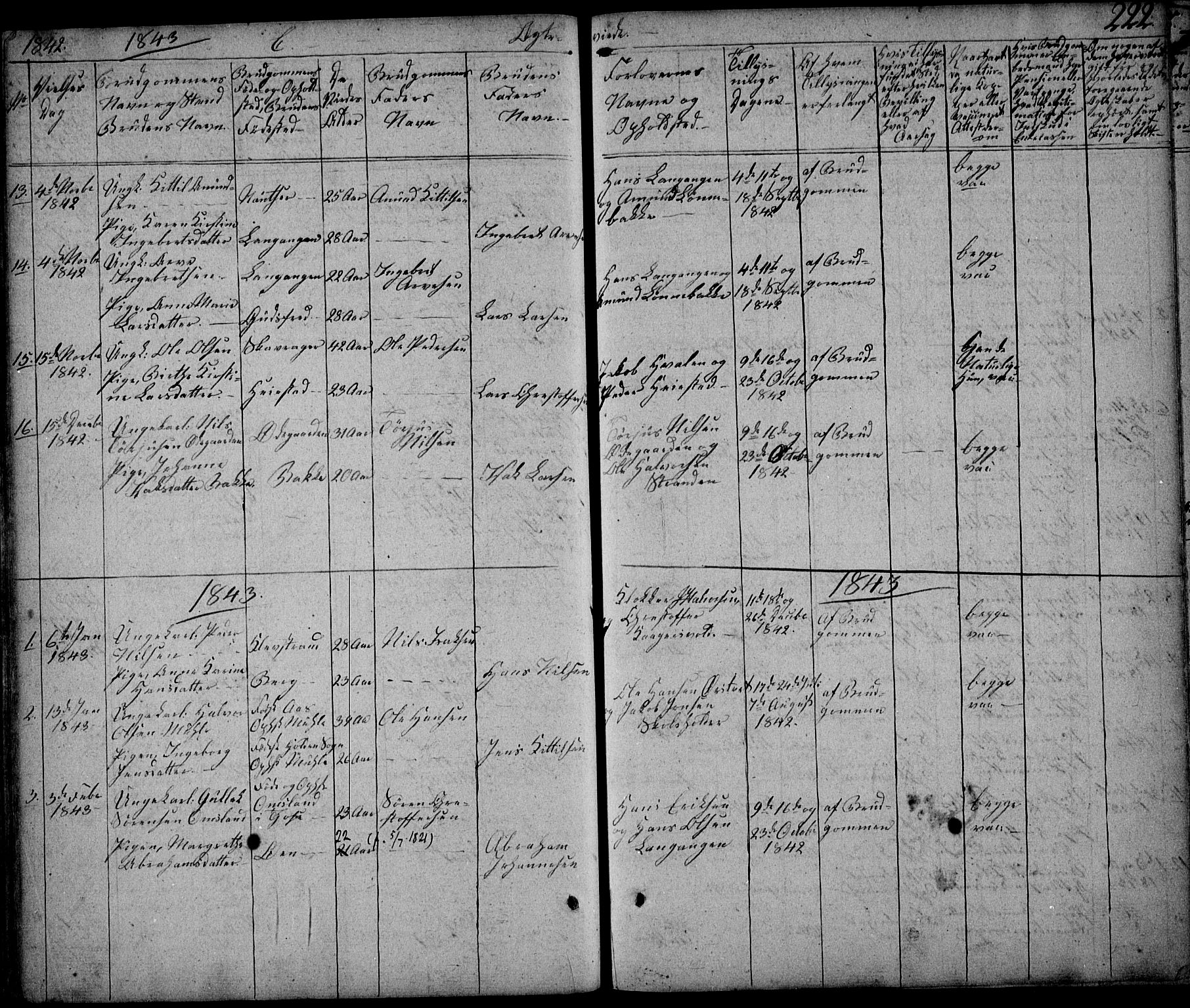 Eidanger kirkebøker, SAKO/A-261/F/Fa/L0008: Parish register (official) no. 8, 1831-1858, p. 222