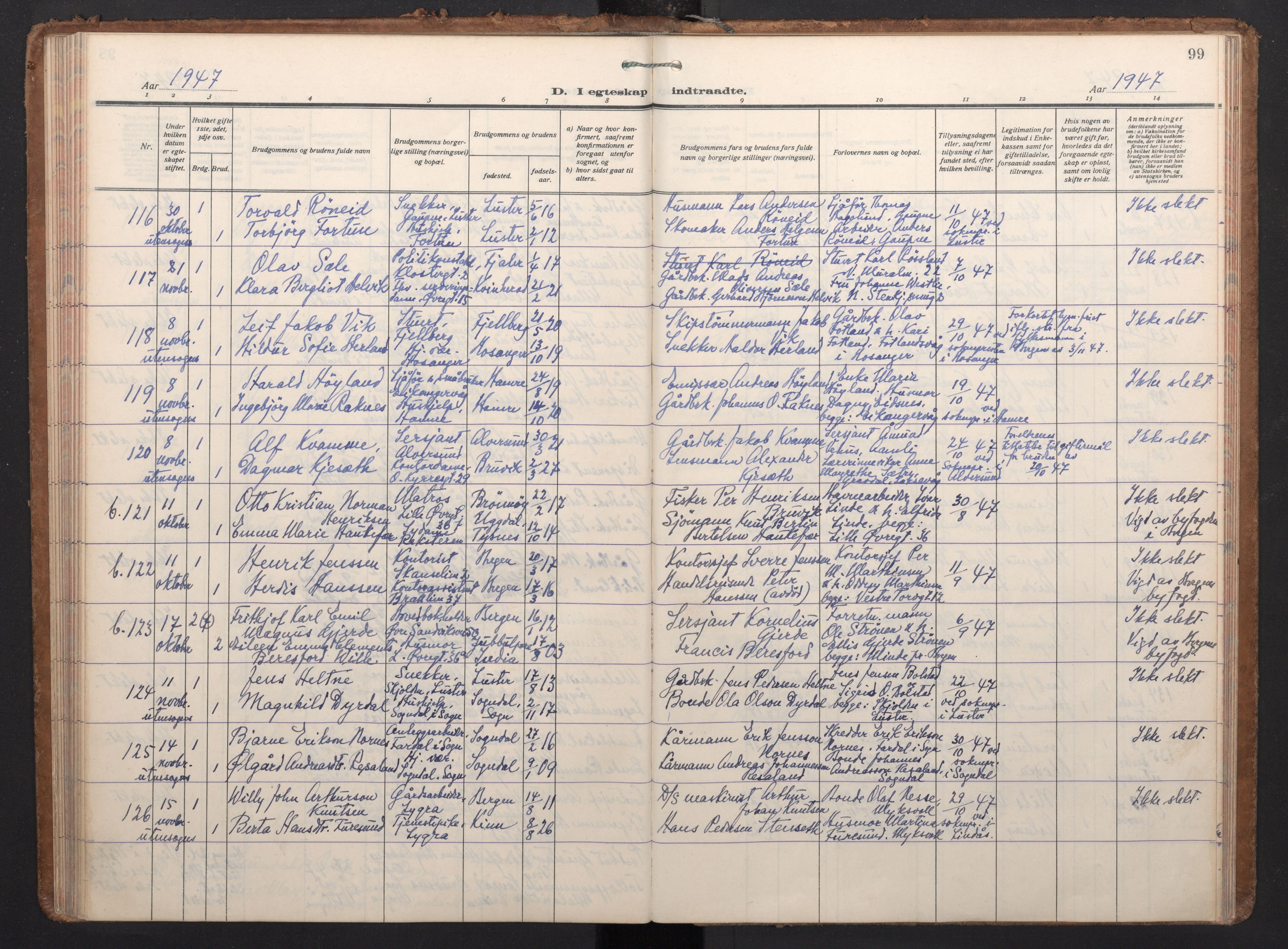 Korskirken sokneprestembete, AV/SAB-A-76101/H/Haa/L0040: Parish register (official) no. D 7, 1938-1952, p. 98b-99a