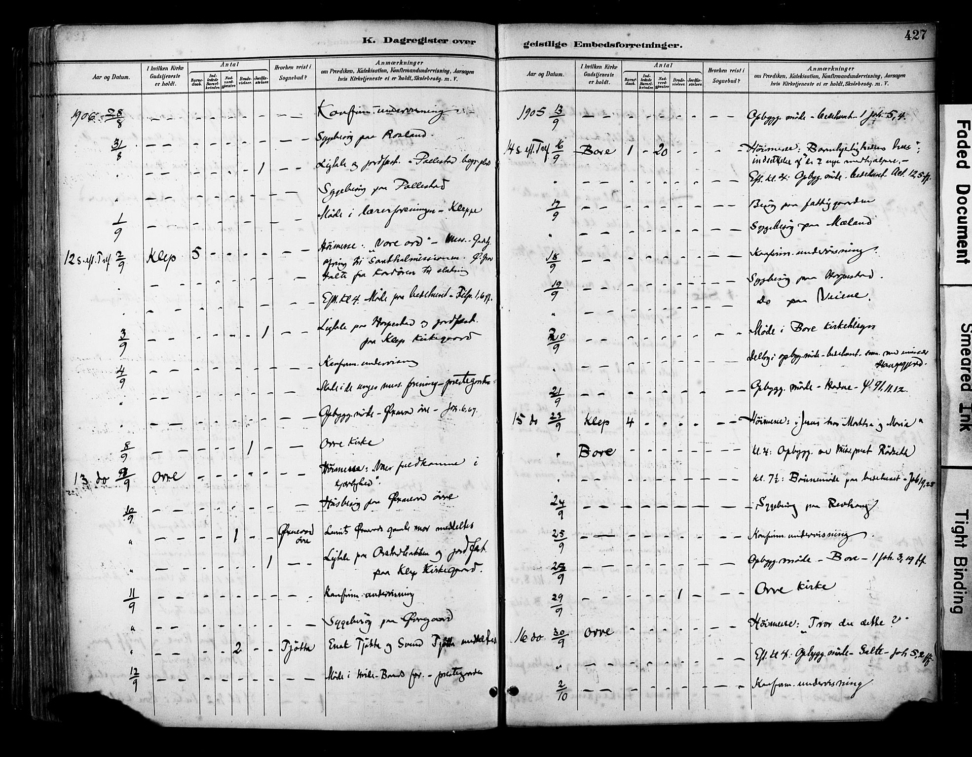 Klepp sokneprestkontor, AV/SAST-A-101803/001/3/30BA/L0009: Parish register (official) no. A 7, 1886-1915, p. 427