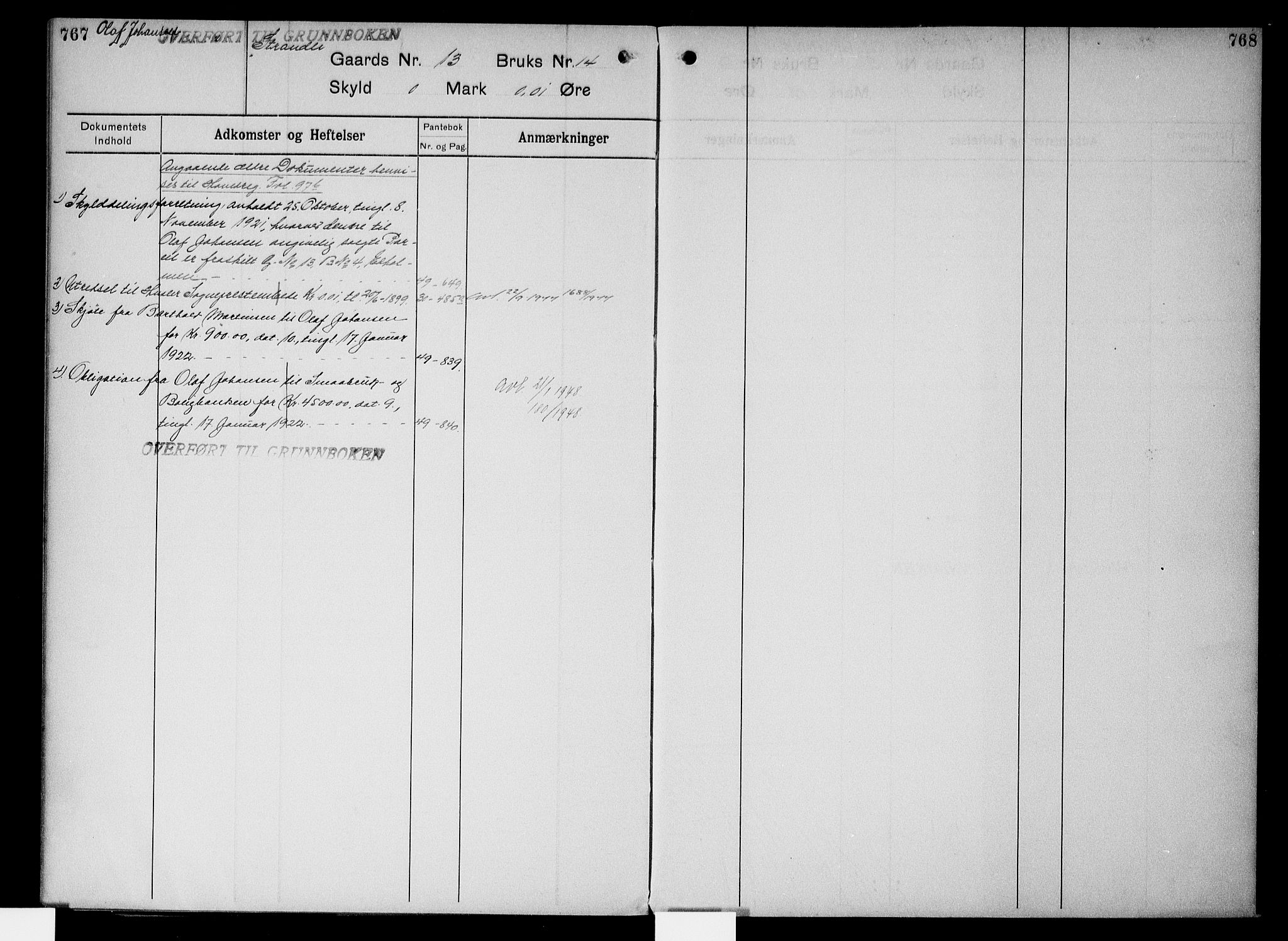 Onsøy sorenskriveri, SAO/A-10474/G/Gb/Gbc/L0003: Mortgage register no. III 3, 1913, p. 767-768