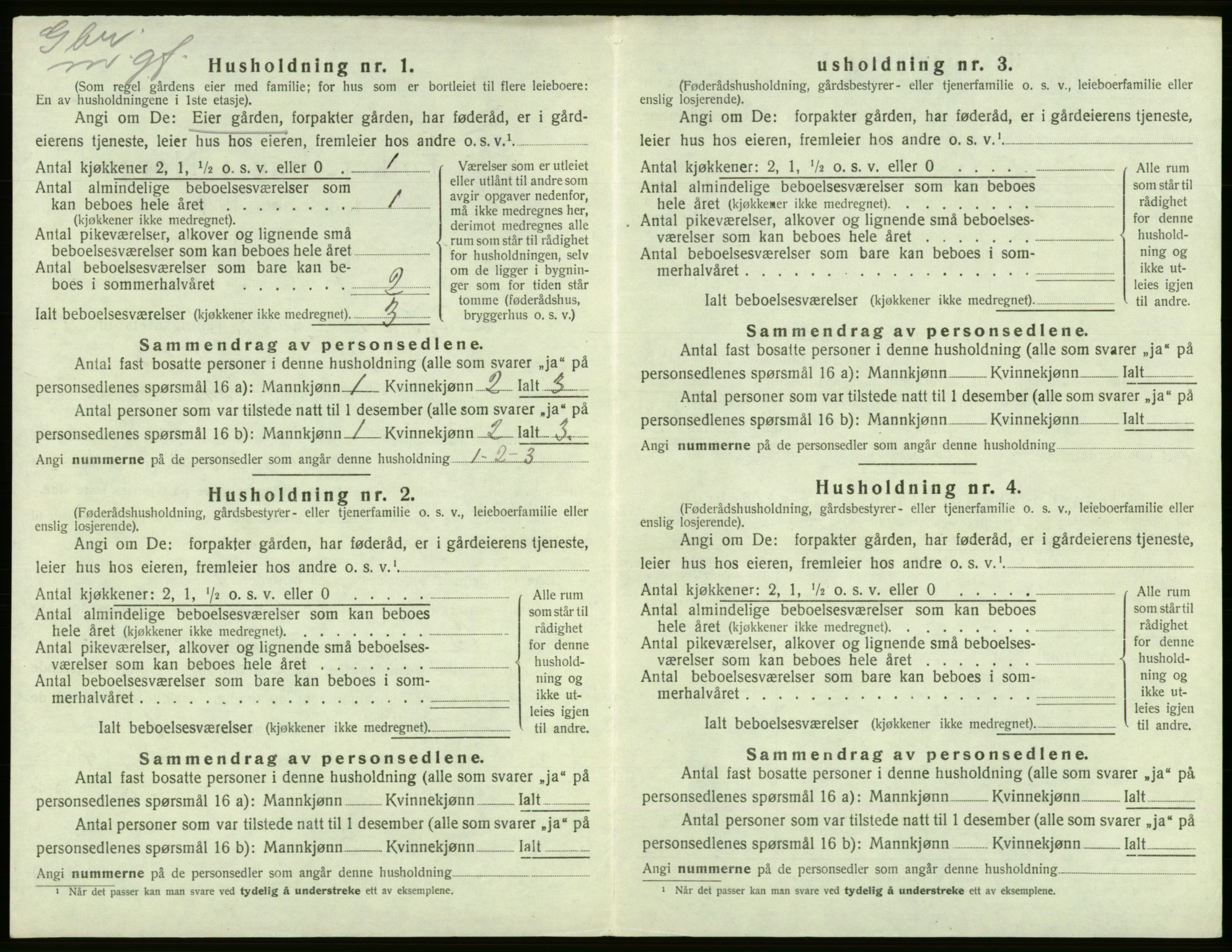 SAB, 1920 census for Tysnes, 1920, p. 1517