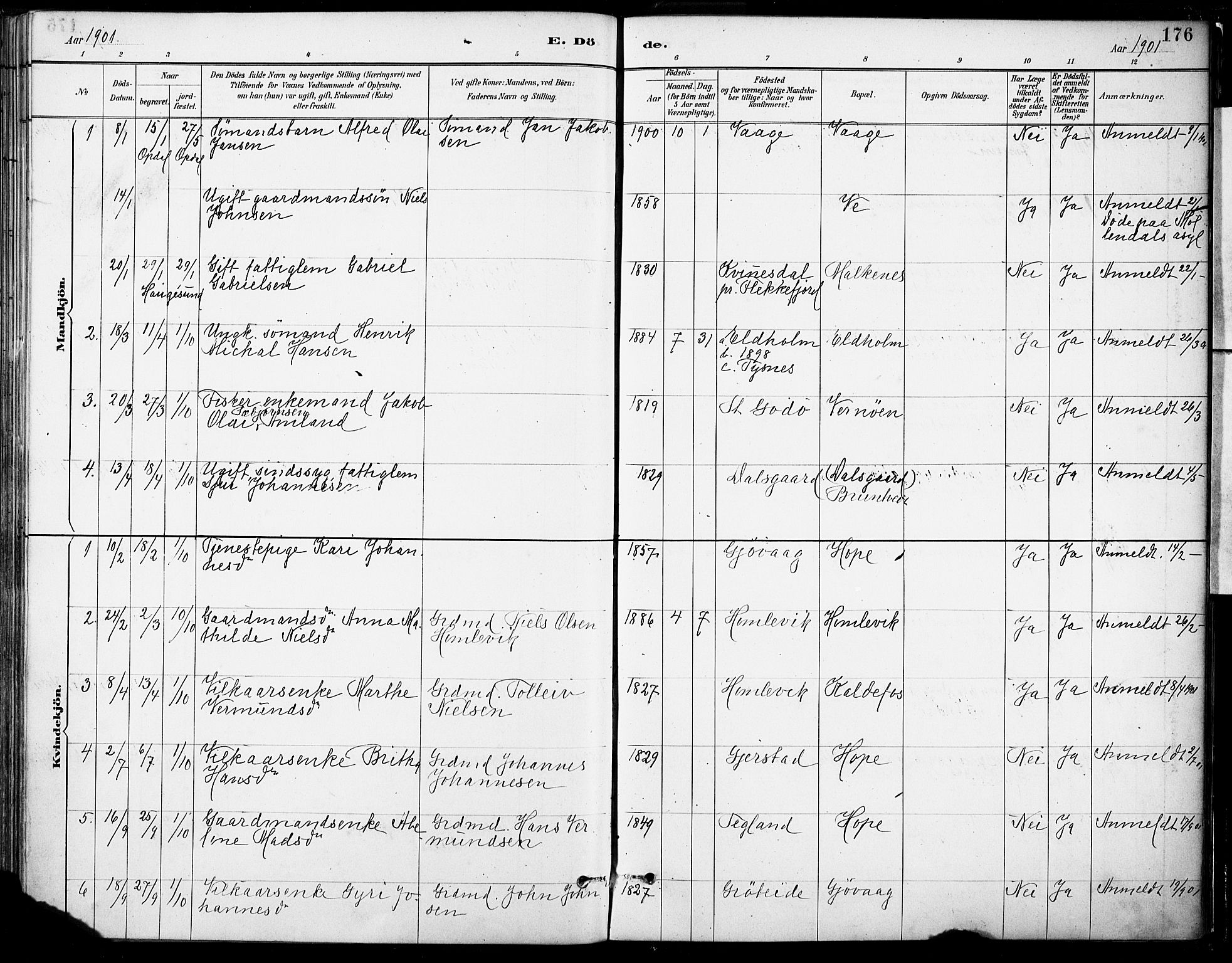 Tysnes sokneprestembete, SAB/A-78601/H/Haa: Parish register (official) no. B 1, 1887-1906, p. 176