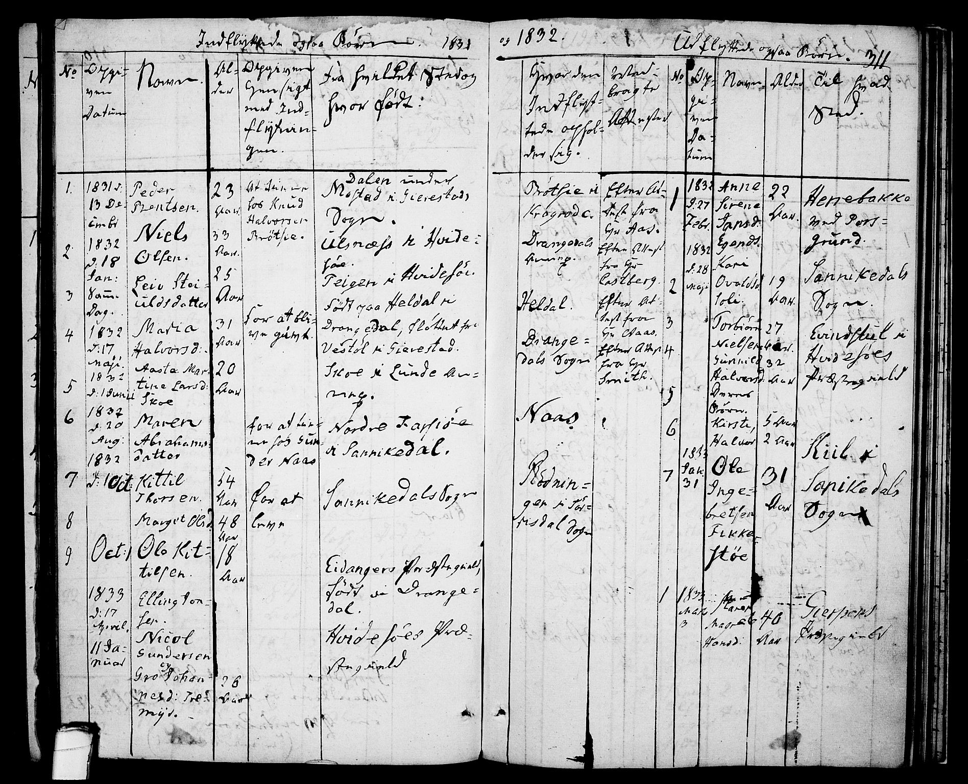 Drangedal kirkebøker, SAKO/A-258/F/Fa/L0006: Parish register (official) no. 6, 1831-1837, p. 311