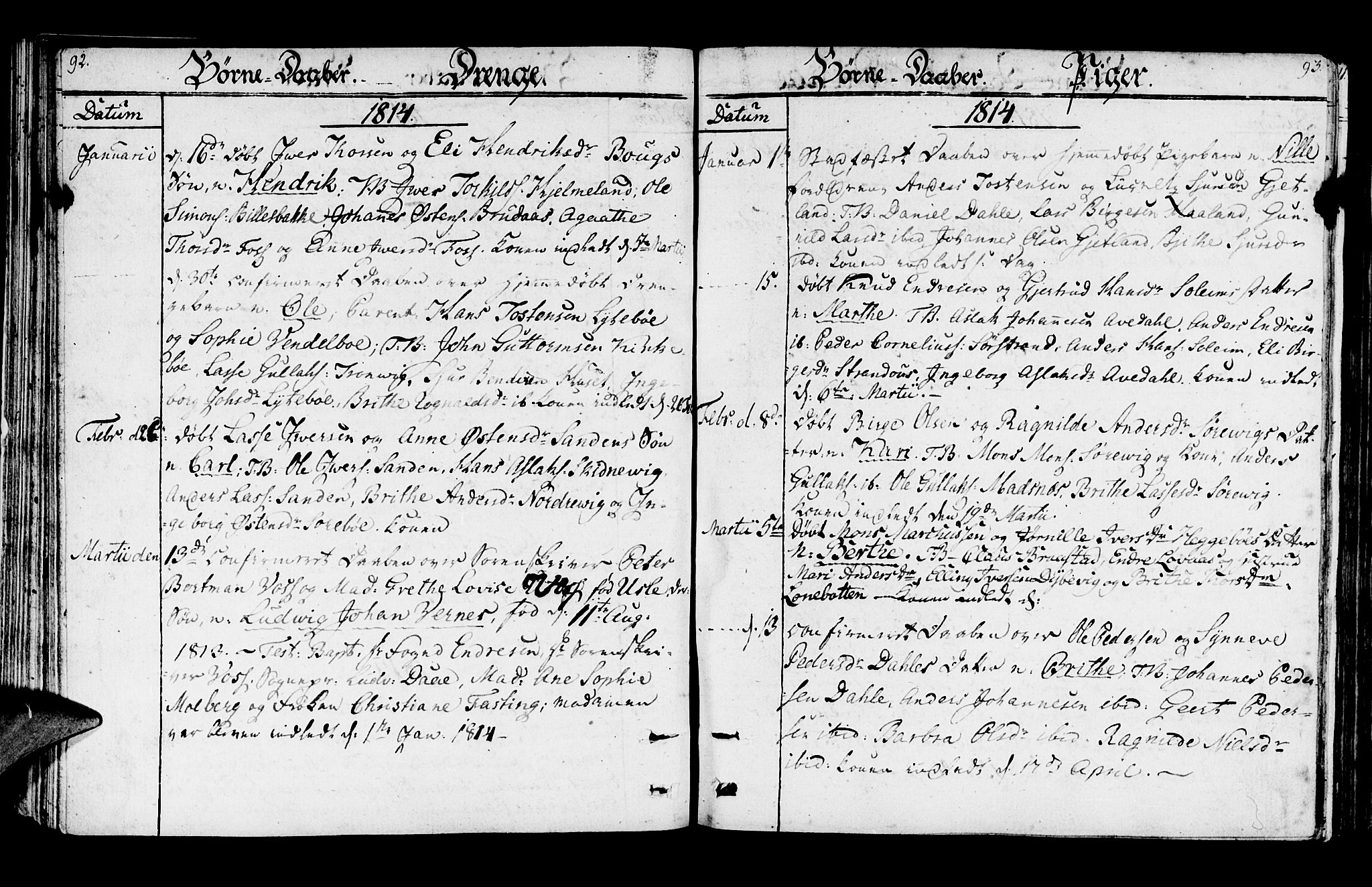 Lavik sokneprestembete, AV/SAB-A-80901: Parish register (official) no. A 1, 1809-1822, p. 92-93