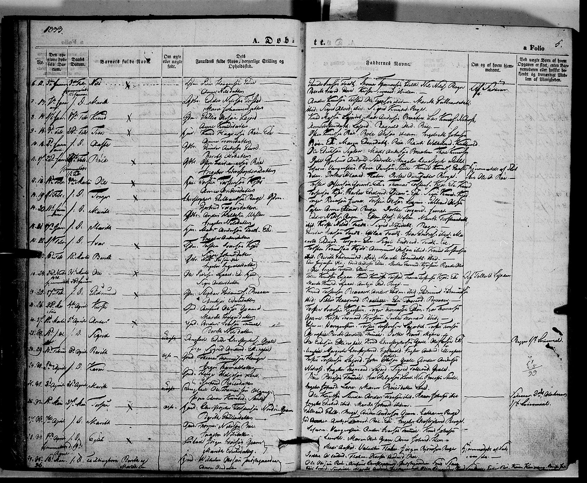 Vang prestekontor, Valdres, SAH/PREST-140/H/Ha/L0005: Parish register (official) no. 5, 1831-1845, p. 5