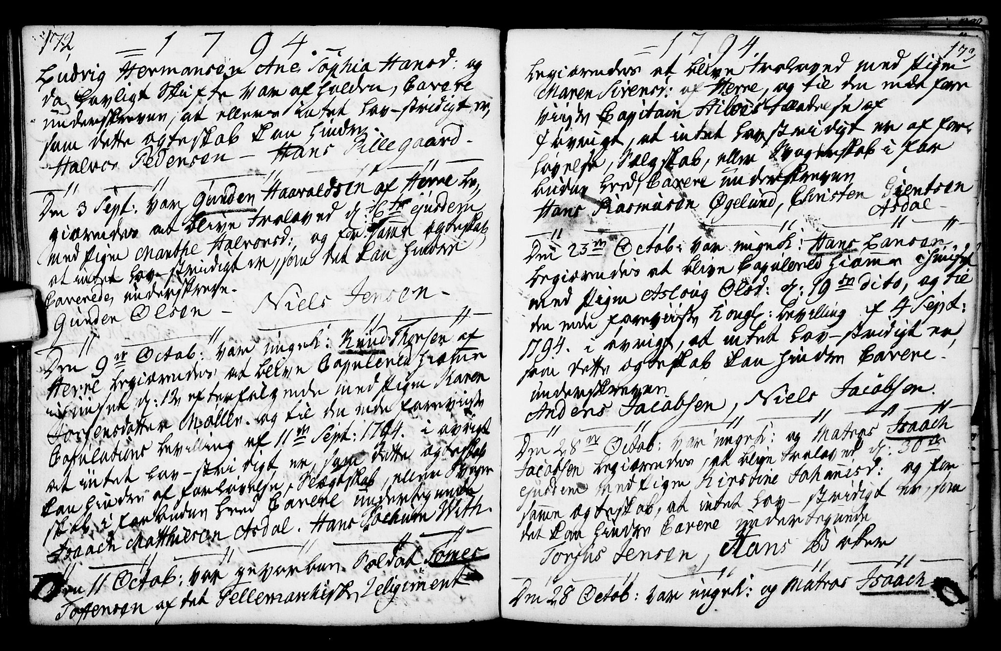 Porsgrunn kirkebøker , AV/SAKO-A-104/F/Fa/L0003: Parish register (official) no. 3, 1764-1814, p. 172-173