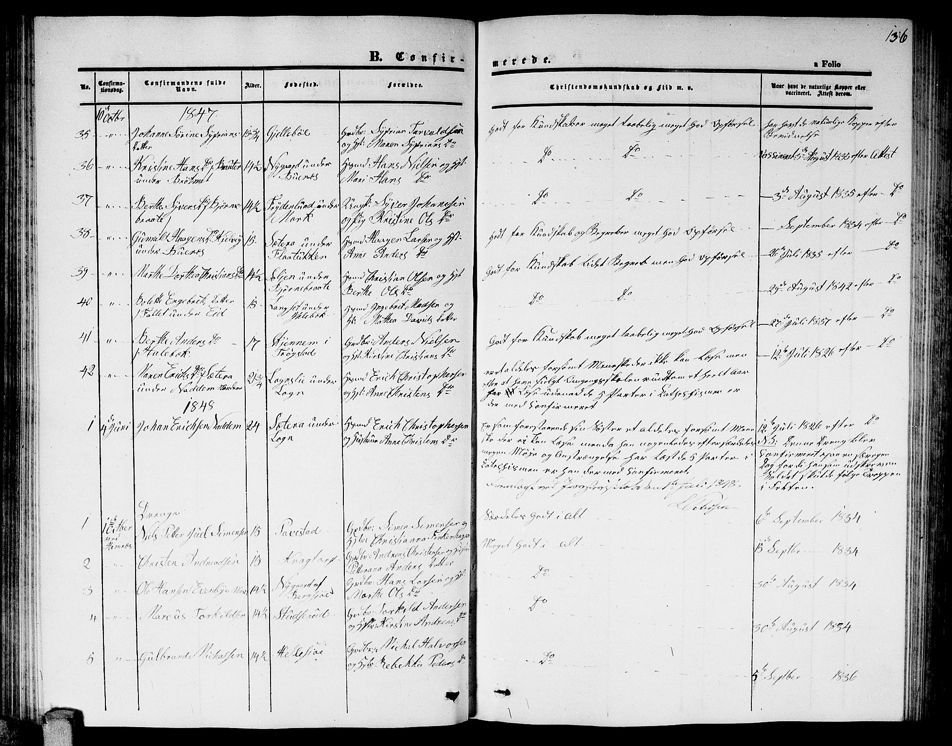 Høland prestekontor Kirkebøker, AV/SAO-A-10346a/G/Ga/L0003: Parish register (copy) no. I 3, 1846-1853, p. 136