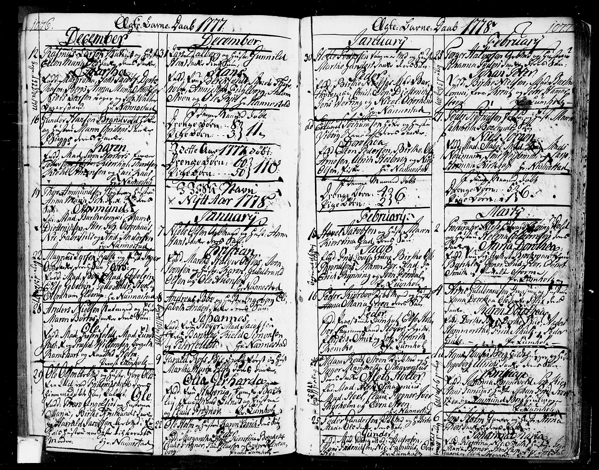 Oslo domkirke Kirkebøker, SAO/A-10752/F/Fa/L0004: Parish register (official) no. 4, 1743-1786, p. 1076-1077