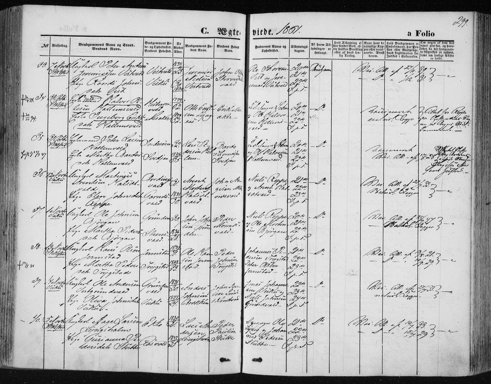 Ministerialprotokoller, klokkerbøker og fødselsregistre - Nord-Trøndelag, AV/SAT-A-1458/723/L0241: Parish register (official) no. 723A10, 1860-1869, p. 299