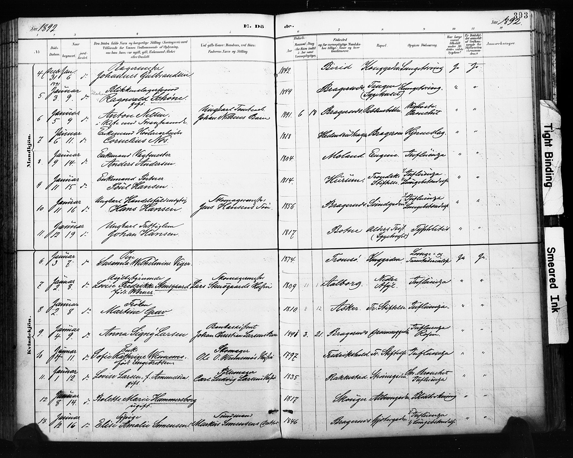 Bragernes kirkebøker, AV/SAKO-A-6/F/Fb/L0007: Parish register (official) no. II 7, 1885-1893, p. 393