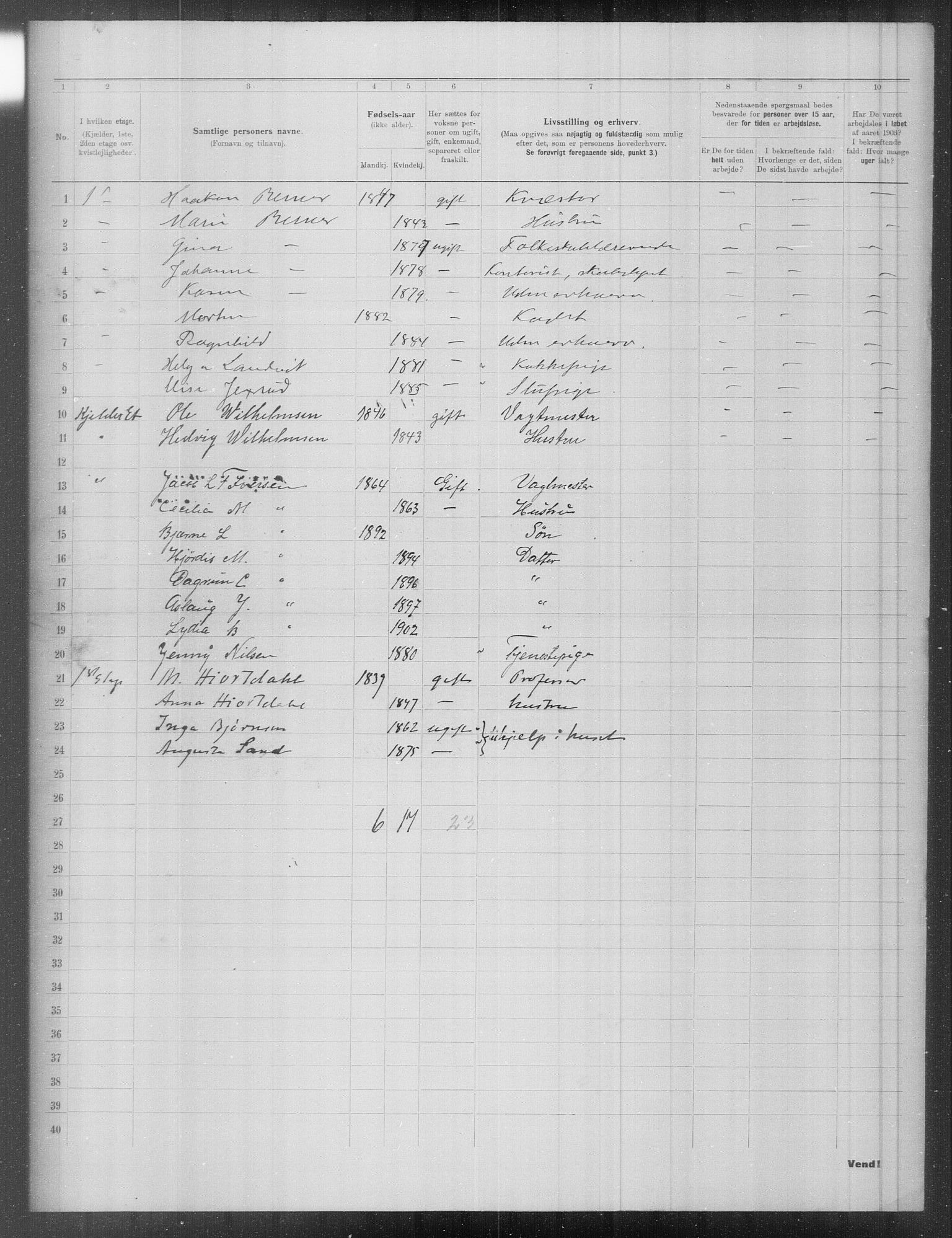 OBA, Municipal Census 1903 for Kristiania, 1903, p. 9652