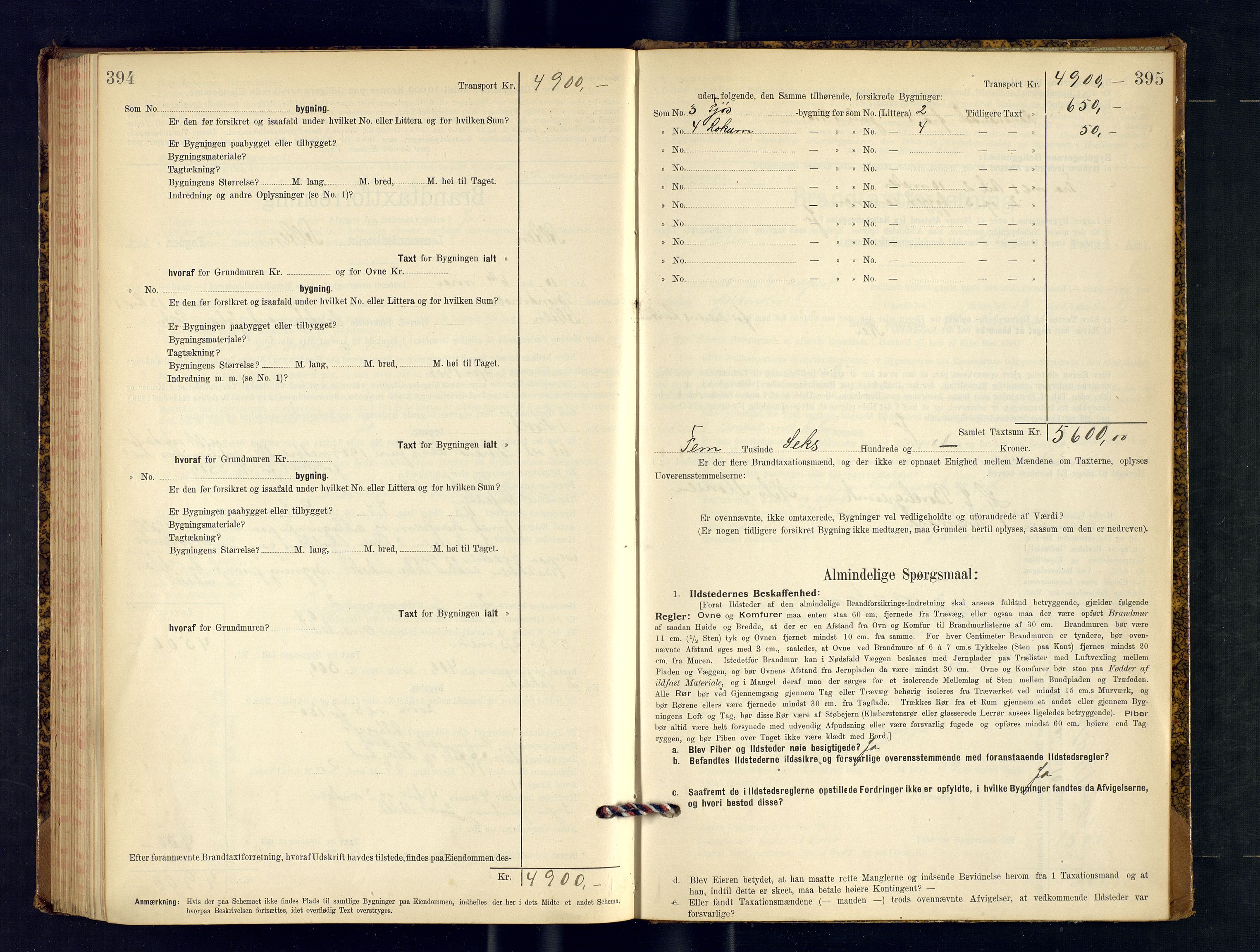 Alta lensmannskontor, AV/SATØ-S-1165/O/Ob/L0169: Branntakstprotokoll, 1901-1910, p. 394-395