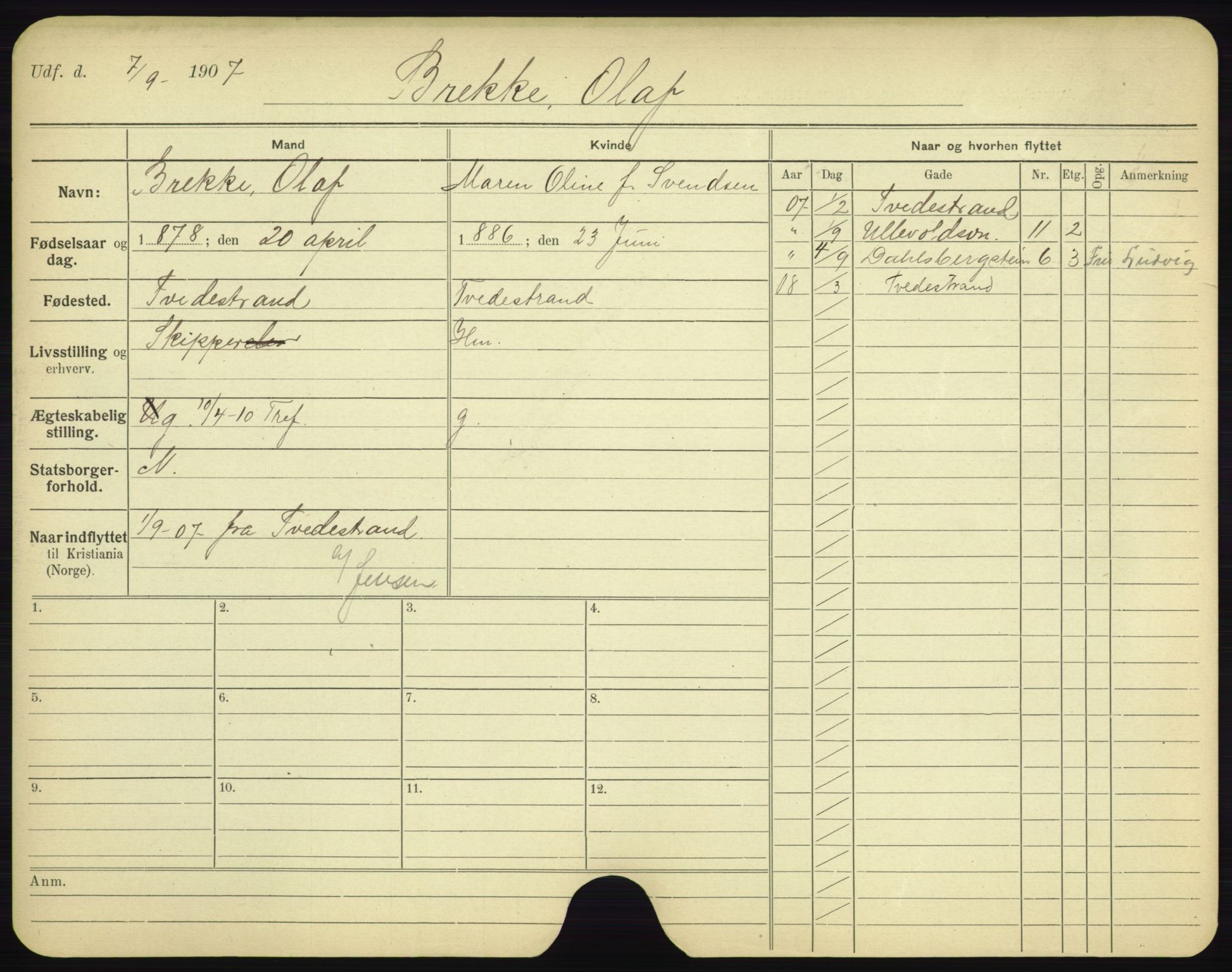 Oslo folkeregister, Registerkort, AV/SAO-A-11715/F/Fa/Fac/L0002: Menn, 1906-1914, p. 272a