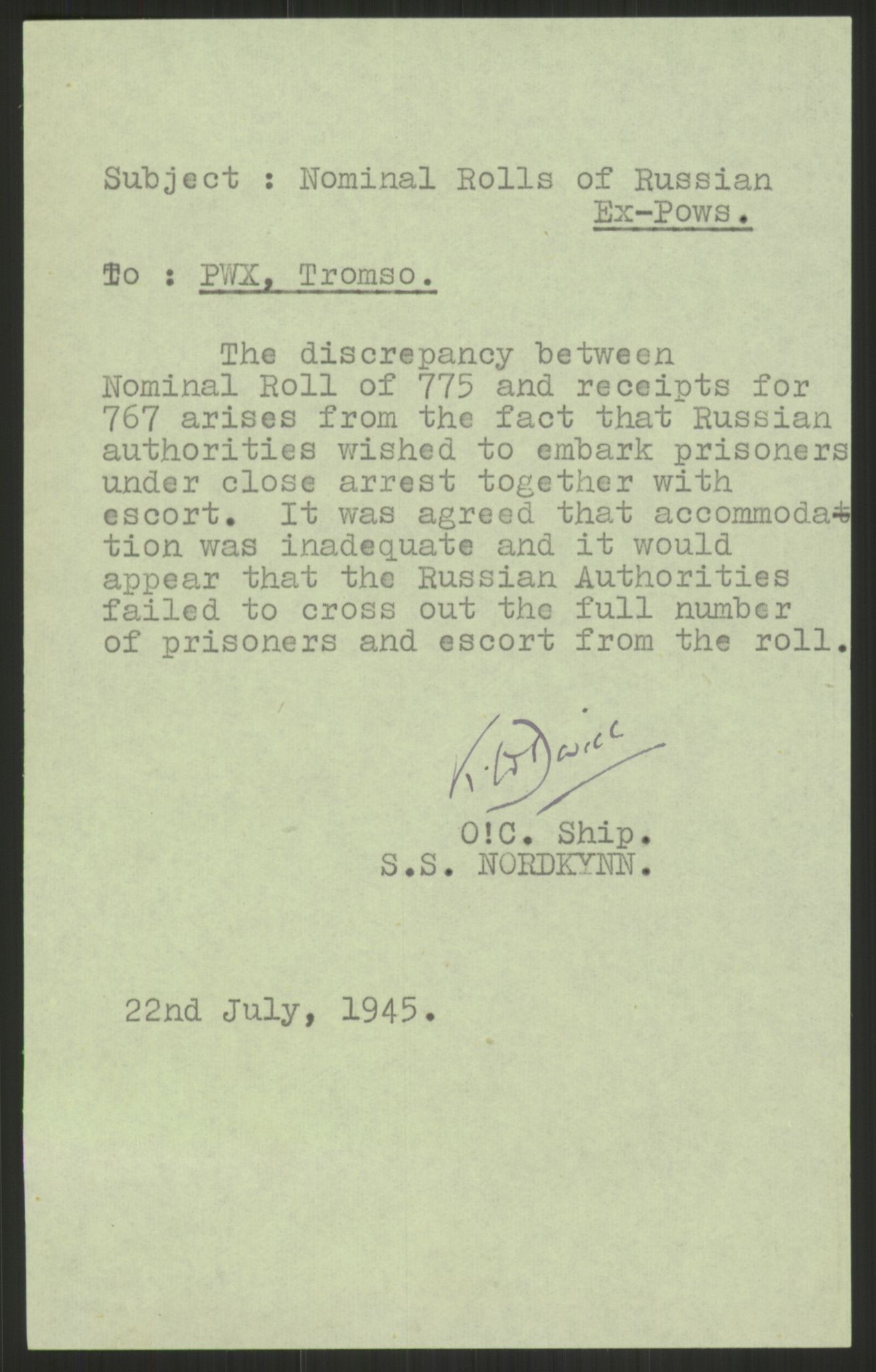 Flyktnings- og fangedirektoratet, Repatrieringskontoret, AV/RA-S-1681/D/Db/L0023: Displaced Persons (DPs) og sivile tyskere, 1945-1948, p. 644