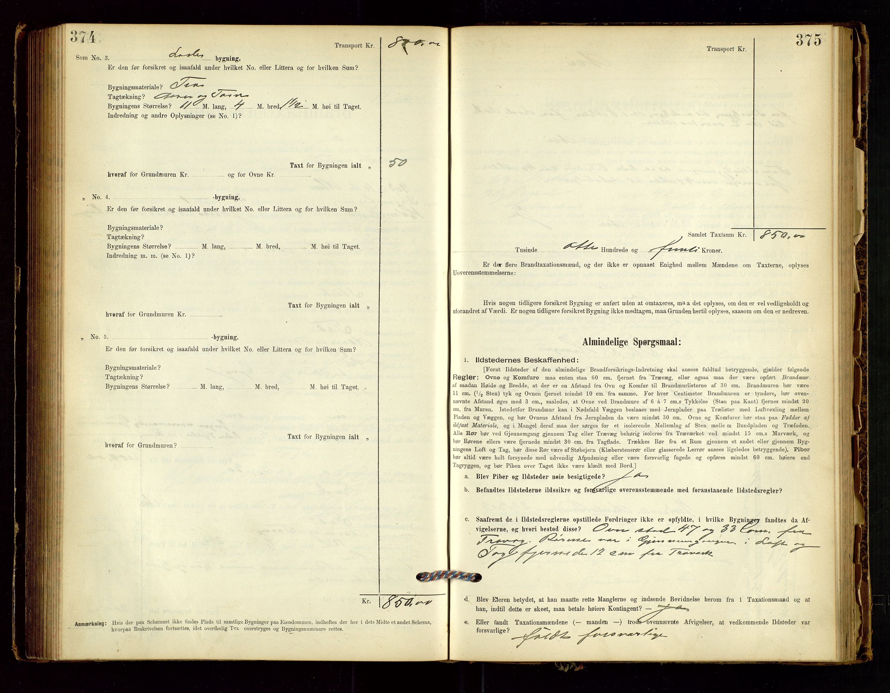 Hjelmeland lensmannskontor, AV/SAST-A-100439/Gob/L0001: "Brandtaxationsprotokol", 1895-1932, p. 374-375