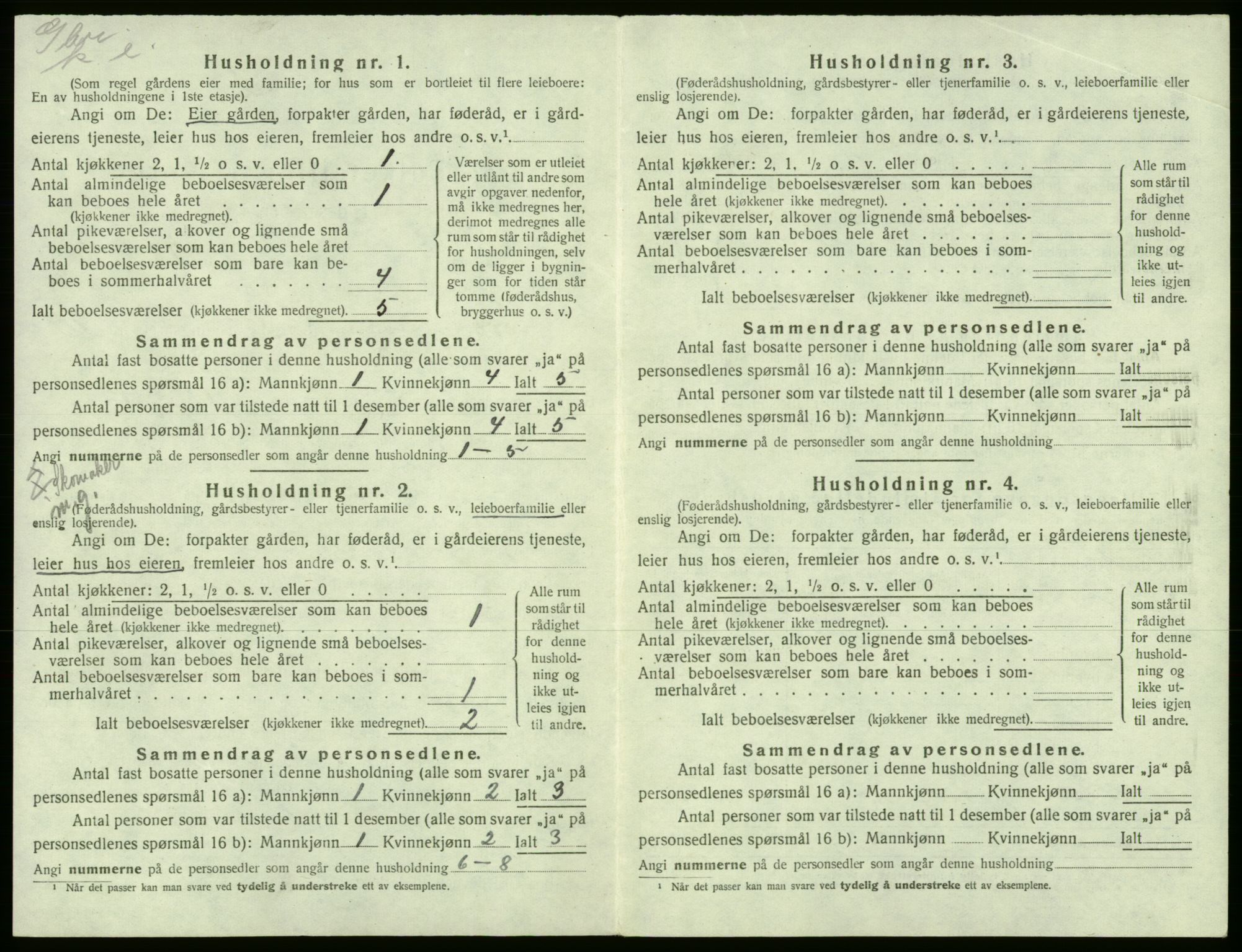 SAB, 1920 census for Kvam, 1920, p. 188