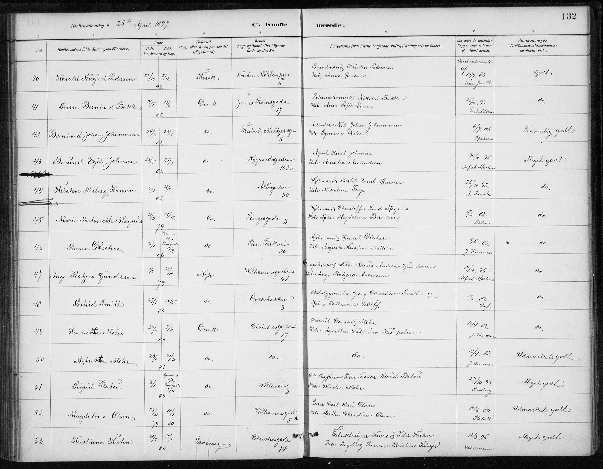 Johanneskirken sokneprestembete, AV/SAB-A-76001/H/Haa/L0008: Parish register (official) no. C 1, 1885-1907, p. 132