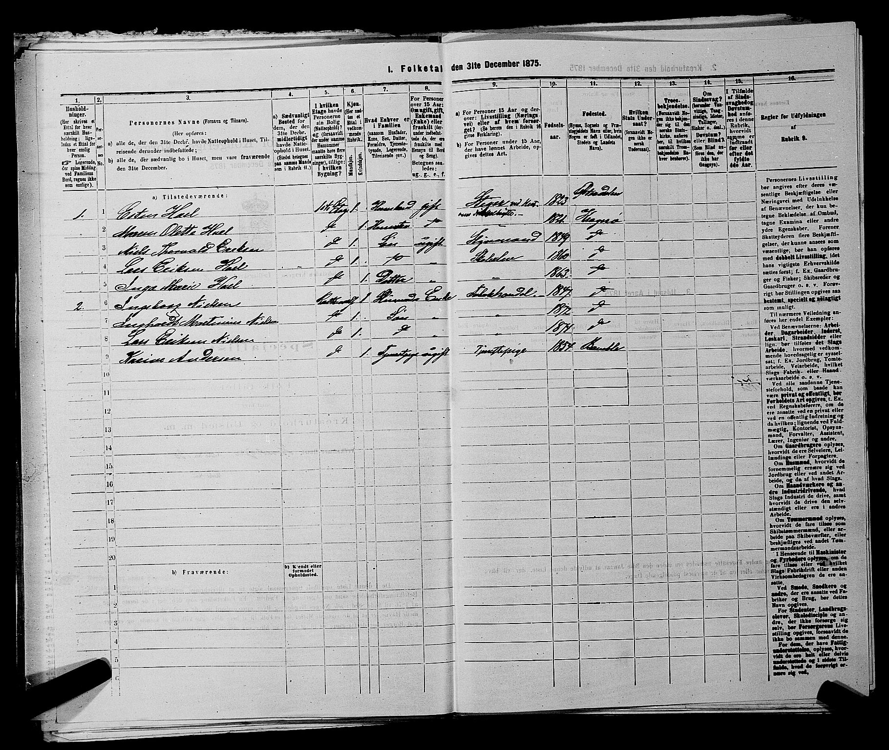 SAKO, 1875 census for 0801P Kragerø, 1875, p. 272