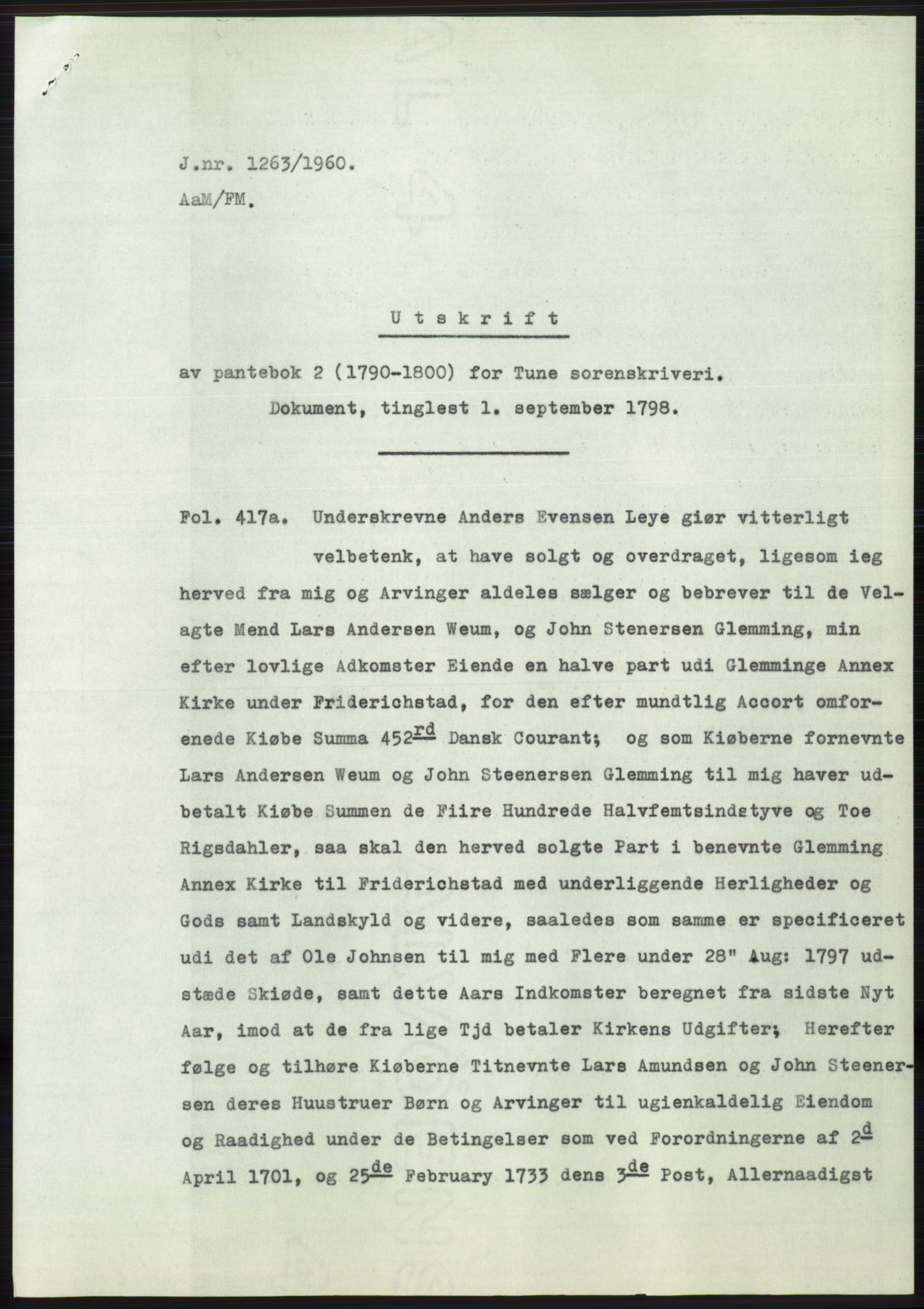 Statsarkivet i Oslo, SAO/A-10621/Z/Zd/L0012: Avskrifter, j.nr 802-1722/1960, 1960, p. 265