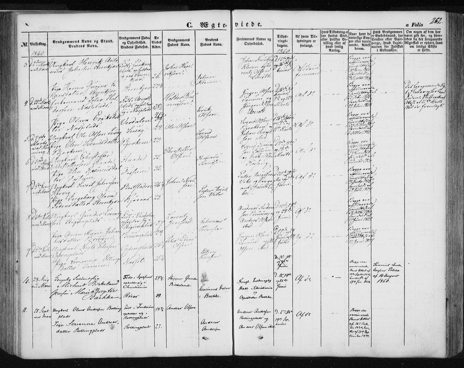 Ministerialprotokoller, klokkerbøker og fødselsregistre - Nord-Trøndelag, SAT/A-1458/735/L0342: Parish register (official) no. 735A07 /1, 1849-1862, p. 262
