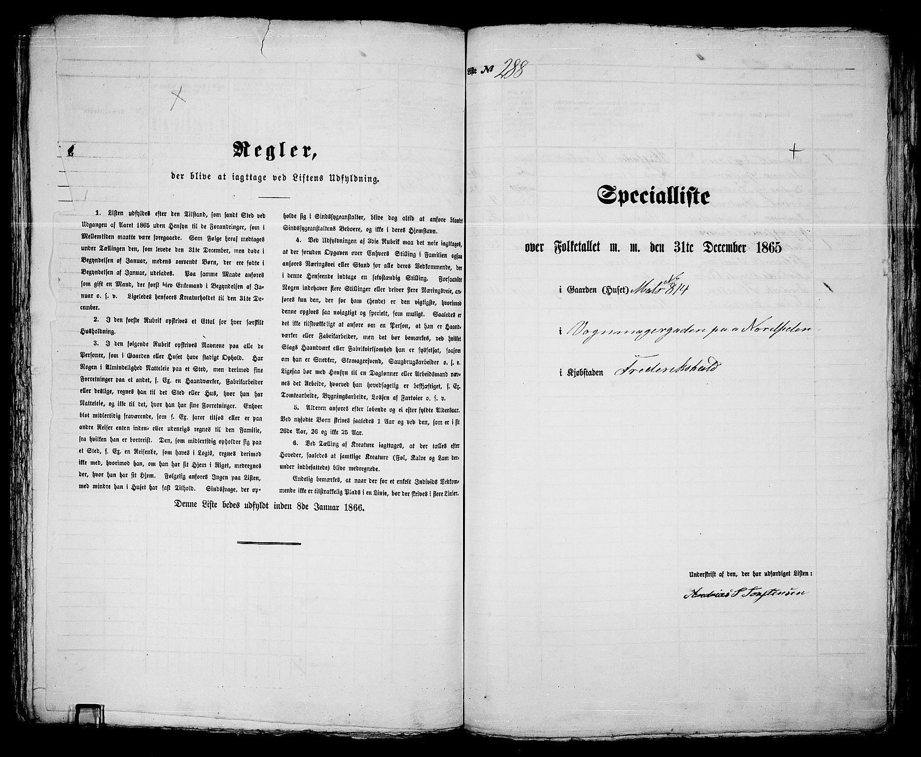 RA, 1865 census for Fredrikshald, 1865, p. 605