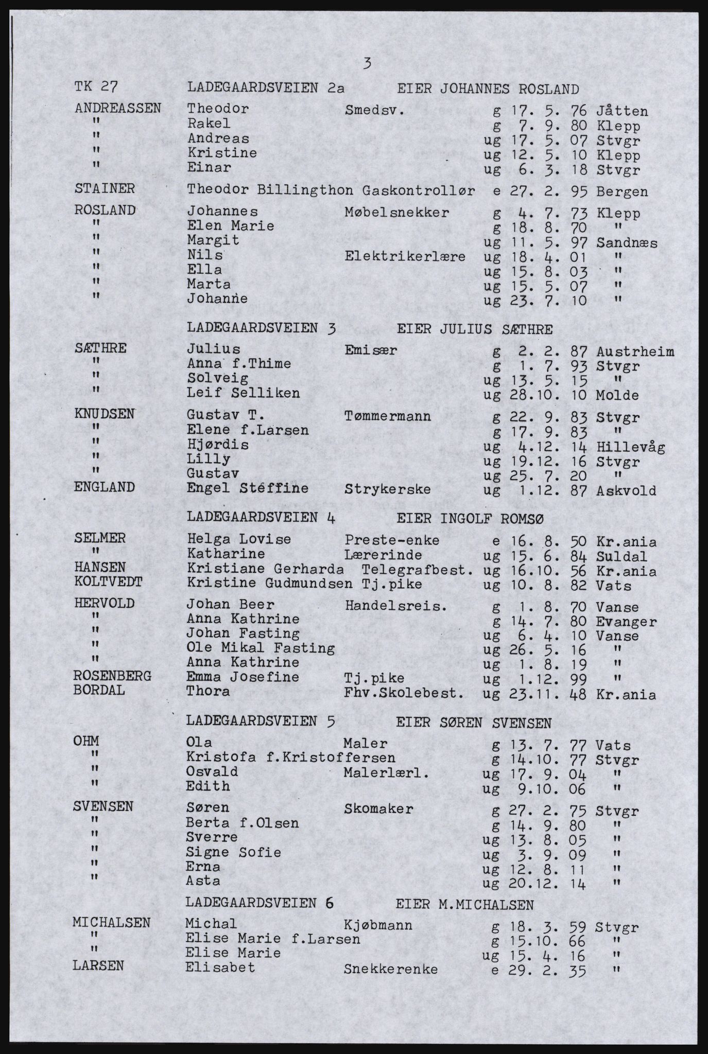 SAST, Copy of 1920 census for Stavanger, 1920, p. 9
