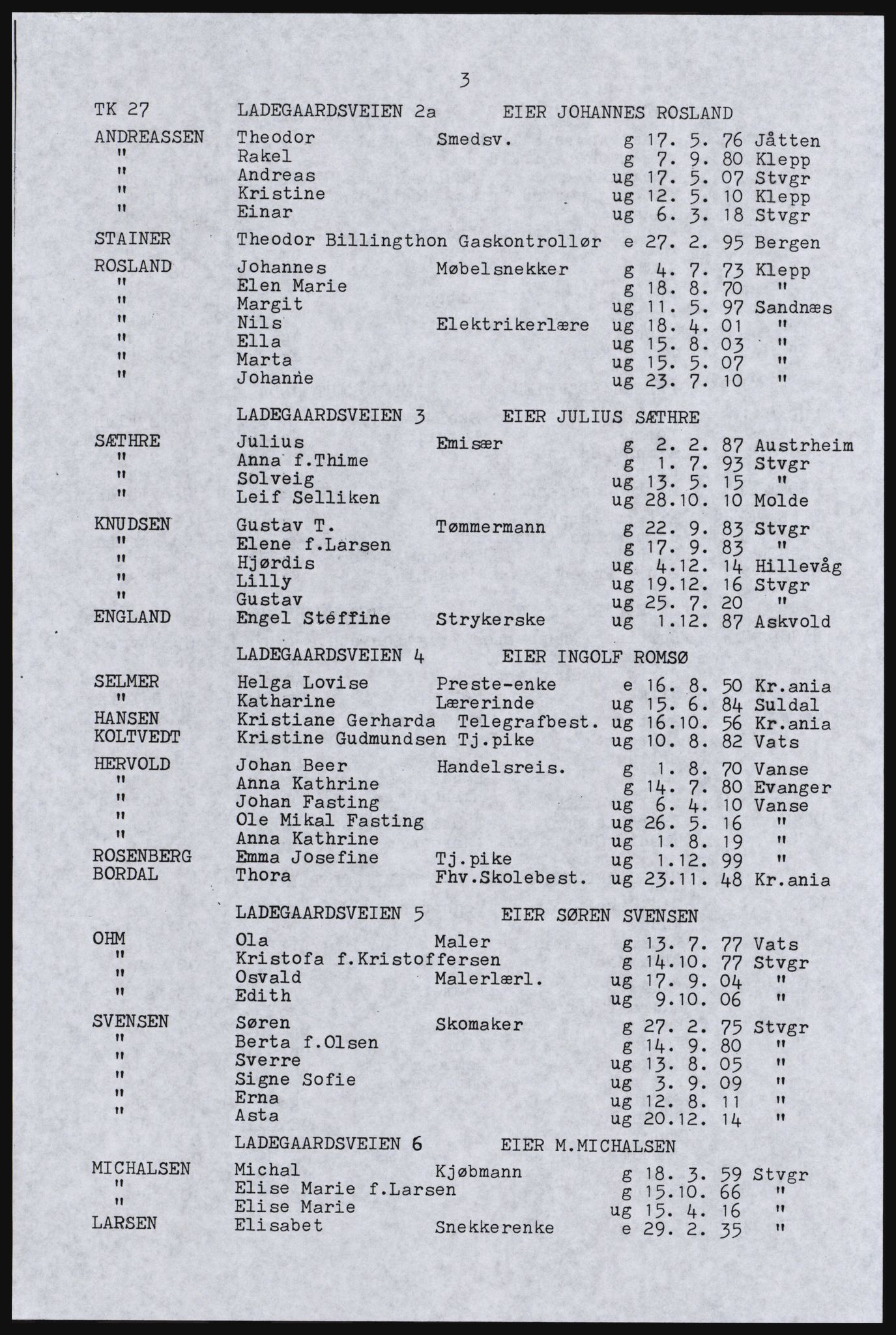 SAST, Copy of 1920 census for Stavanger, 1920, p. 9