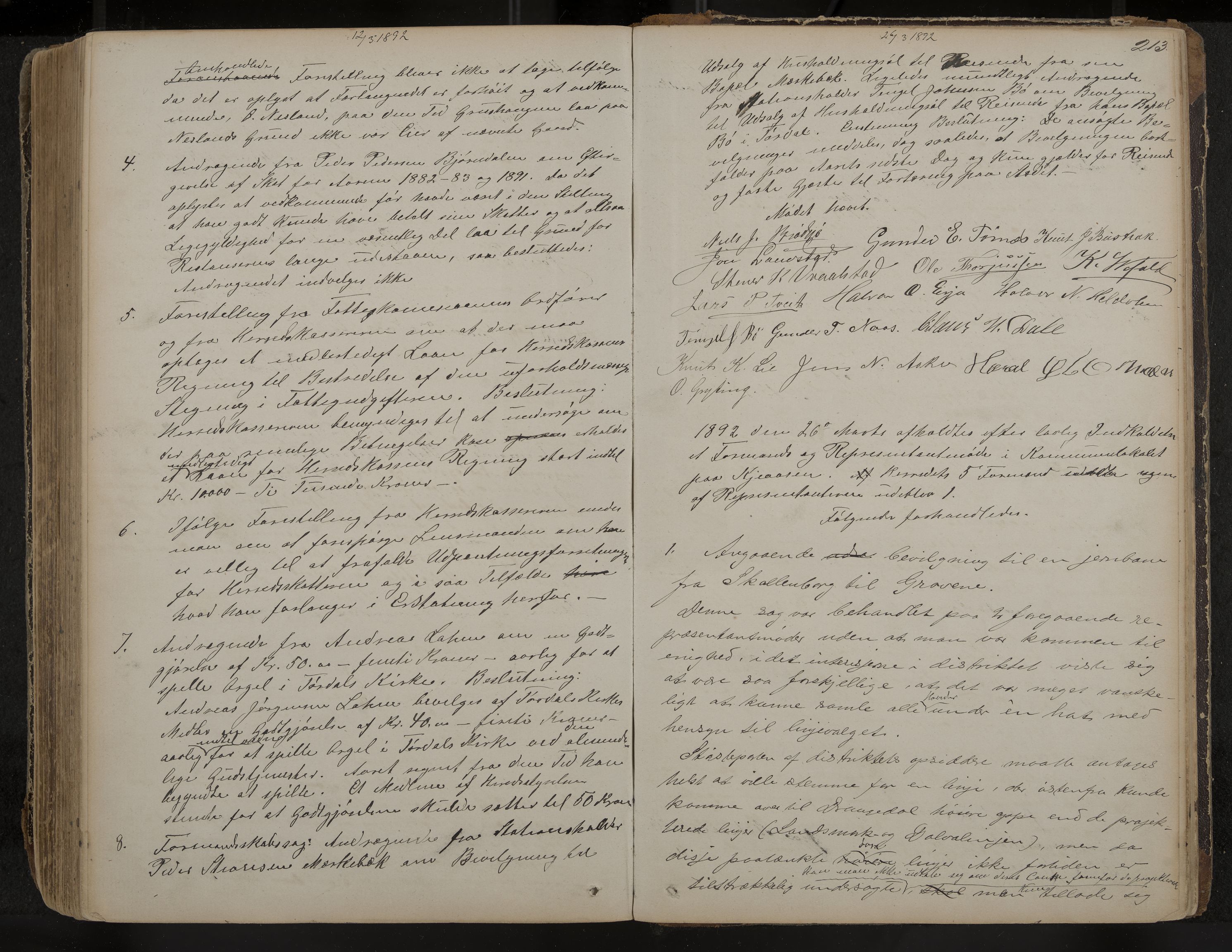 Drangedal formannskap og sentraladministrasjon, IKAK/0817021/A/L0002: Møtebok, 1870-1892, p. 213